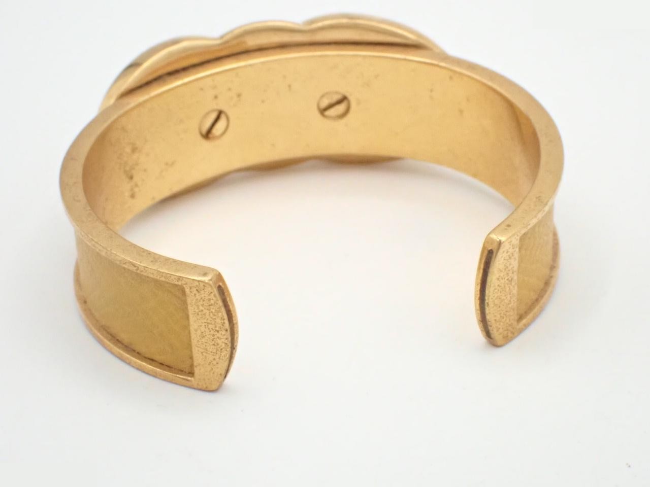 bangle bracelet, gold, leather — view 3