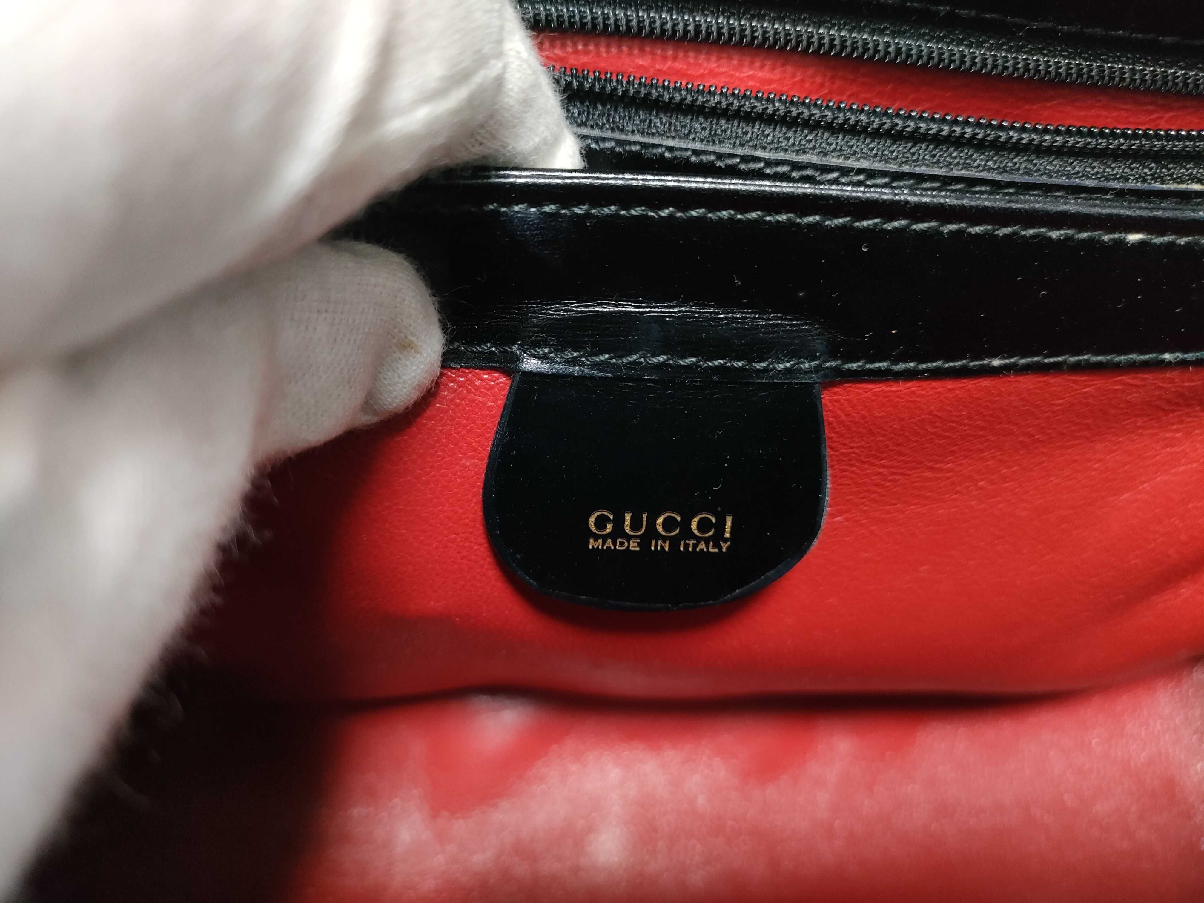 Leather G Logo Handbag, Black — view 14