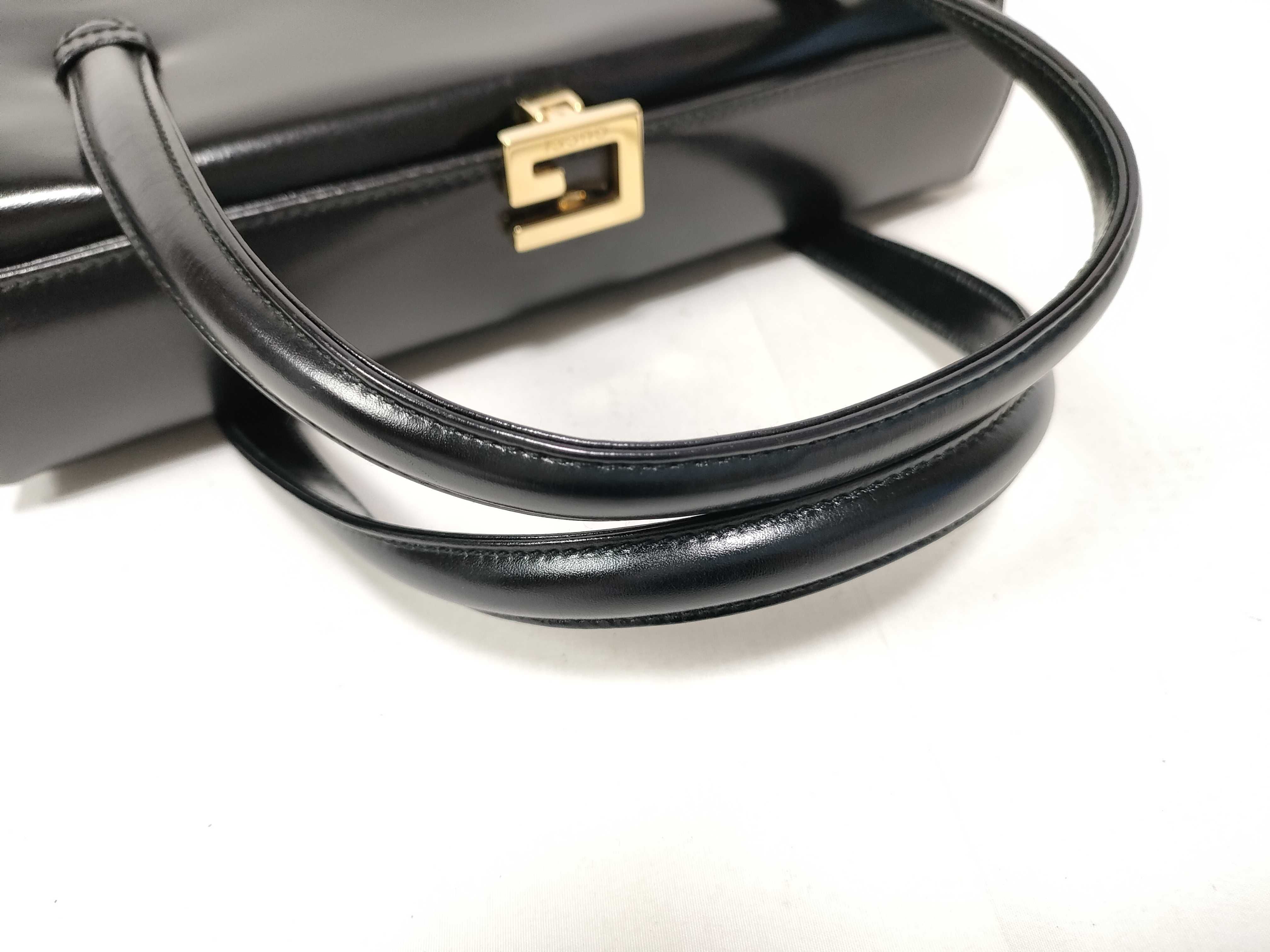 Leather G Logo Handbag, Black — view 7
