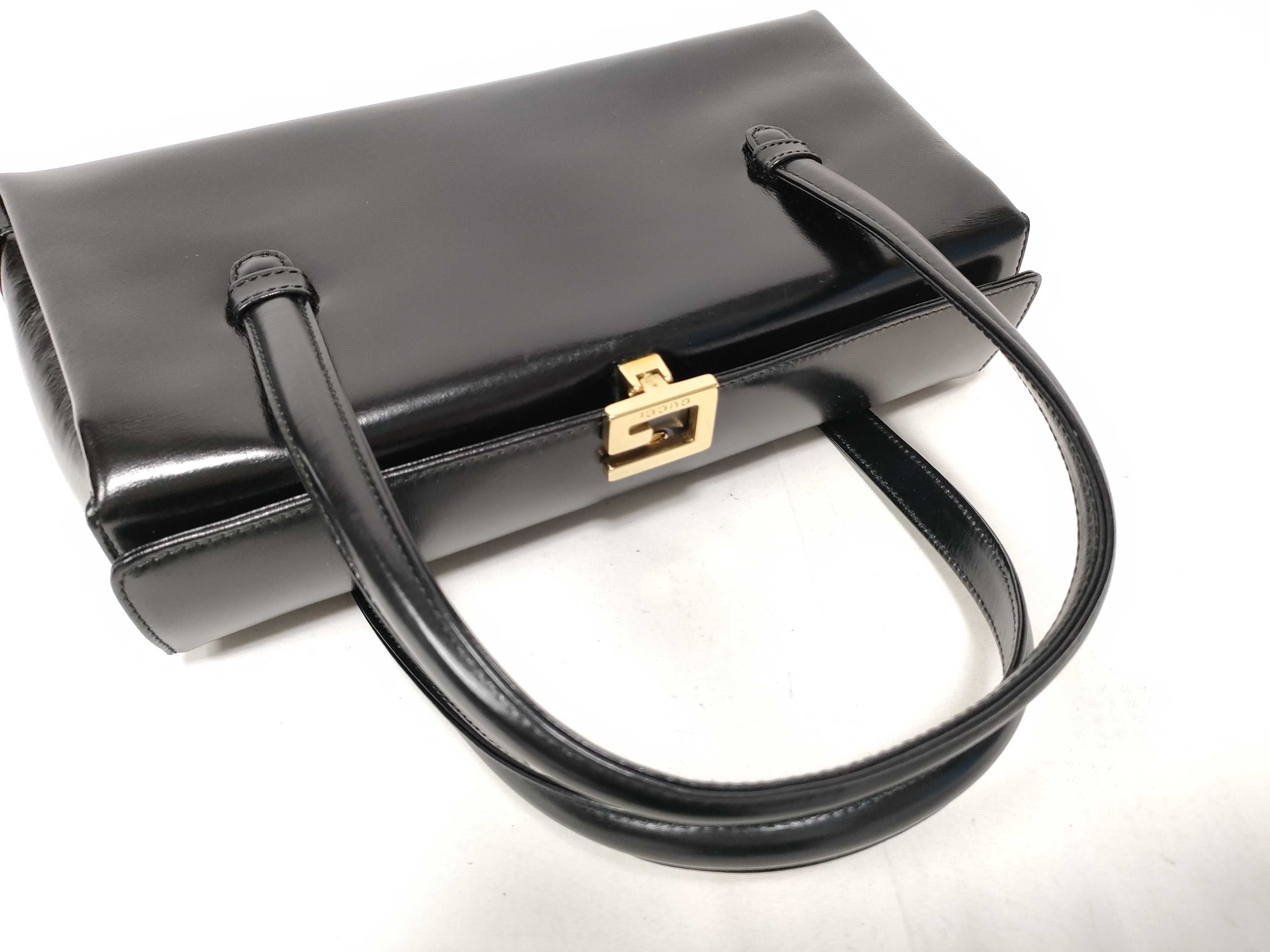 Leather G Logo Handbag, Black — view 8