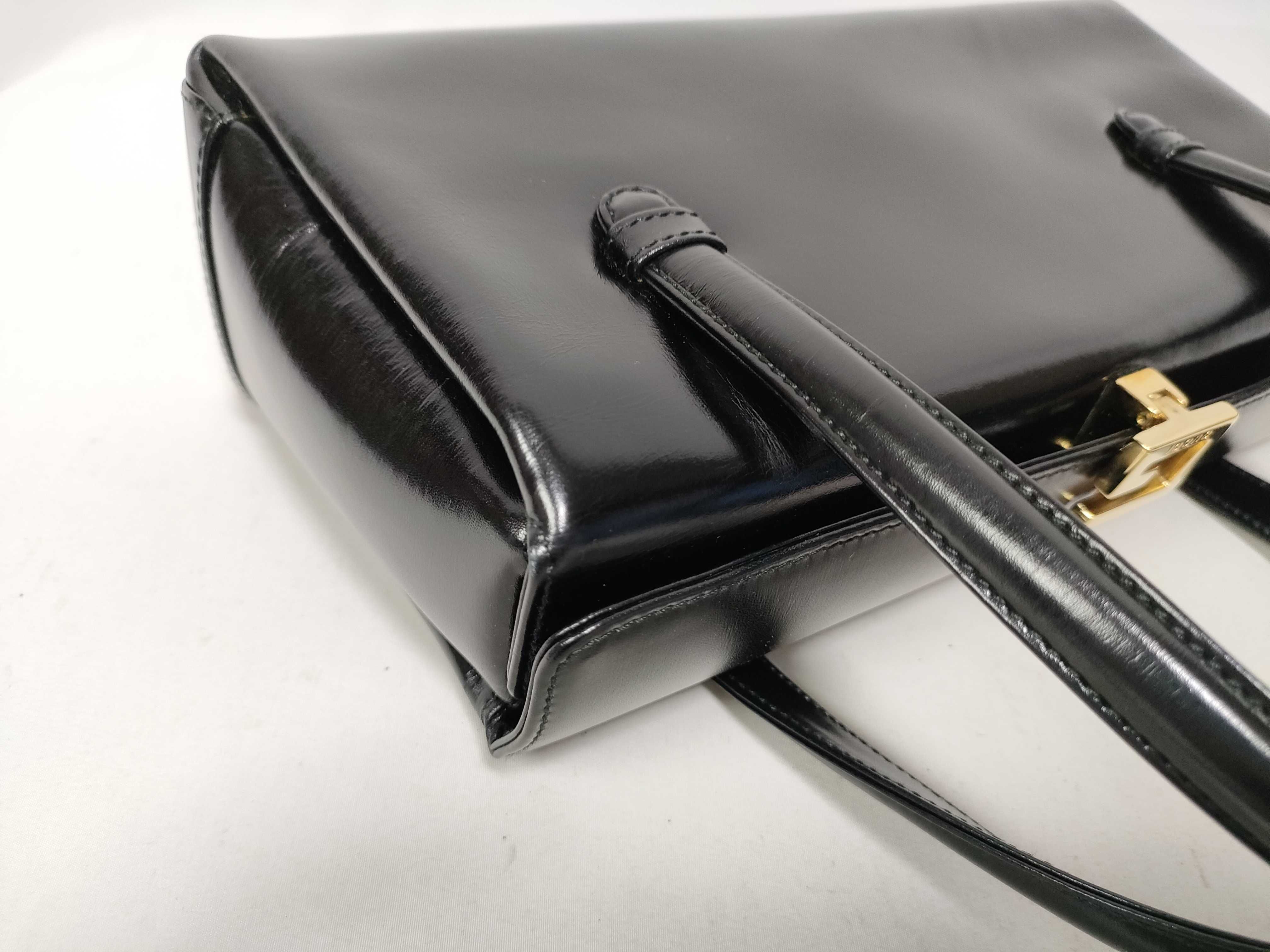 Leather G Logo Handbag, Black — view 9