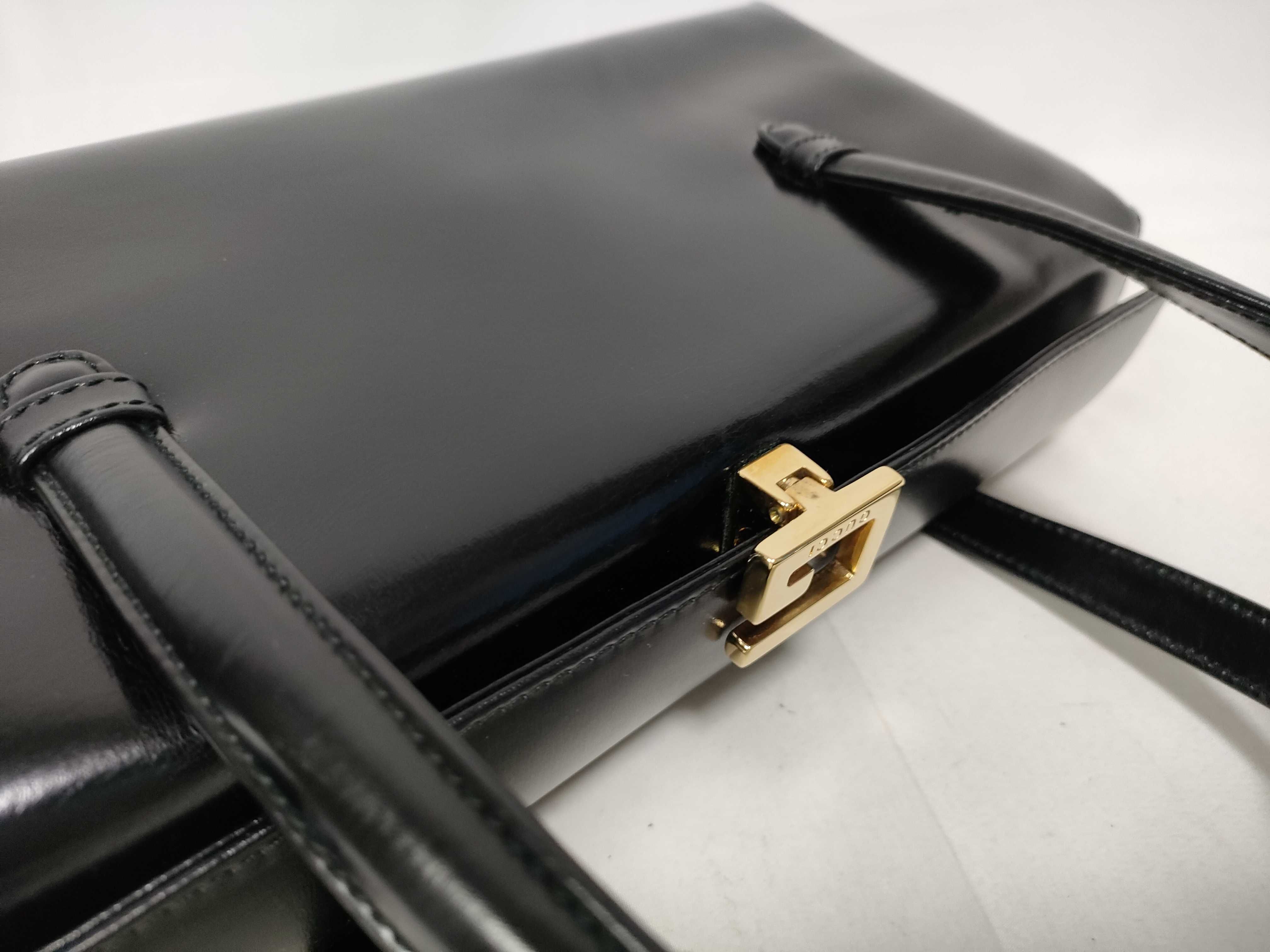Leather G Logo Handbag, Black — view 10