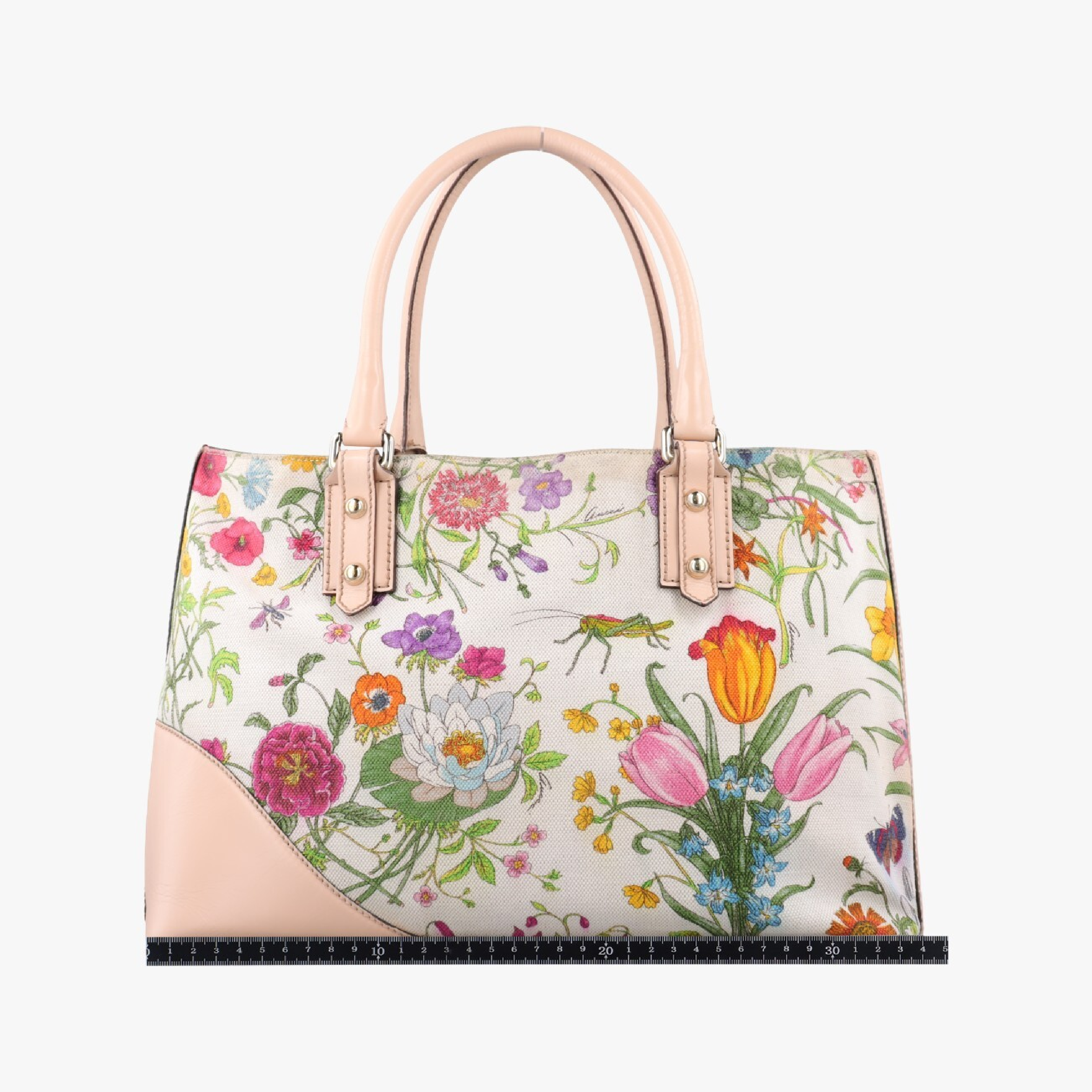 Horsebit Medium Hustler Ivory x Pink x Multicolor Canvas x Leather Handbag 137385 — view 2