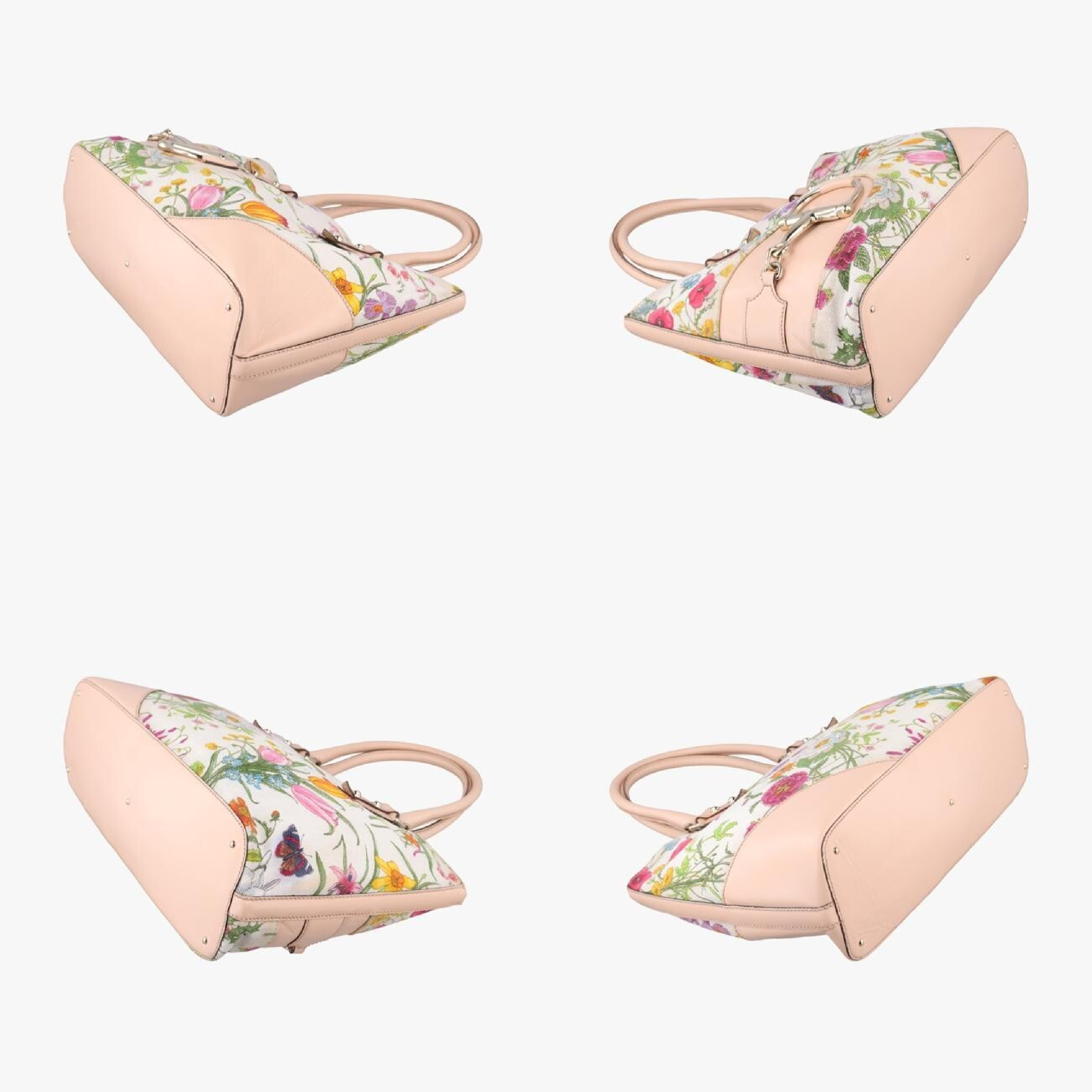 Horsebit Medium Hustler Ivory x Pink x Multicolor Canvas x Leather Handbag 137385 — view 4