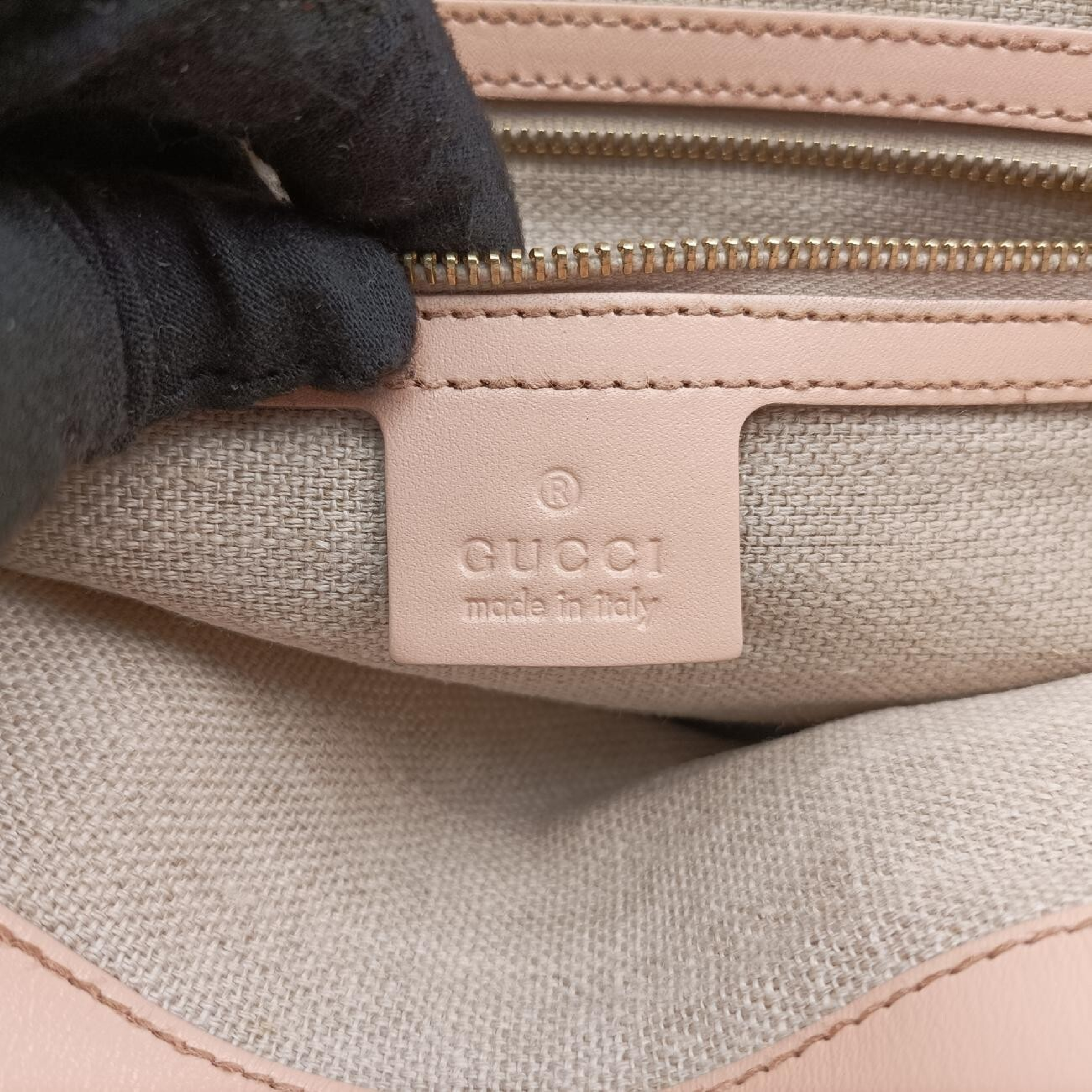 Horsebit Medium Hustler Ivory x Pink x Multicolor Canvas x Leather Handbag 137385 — view 7