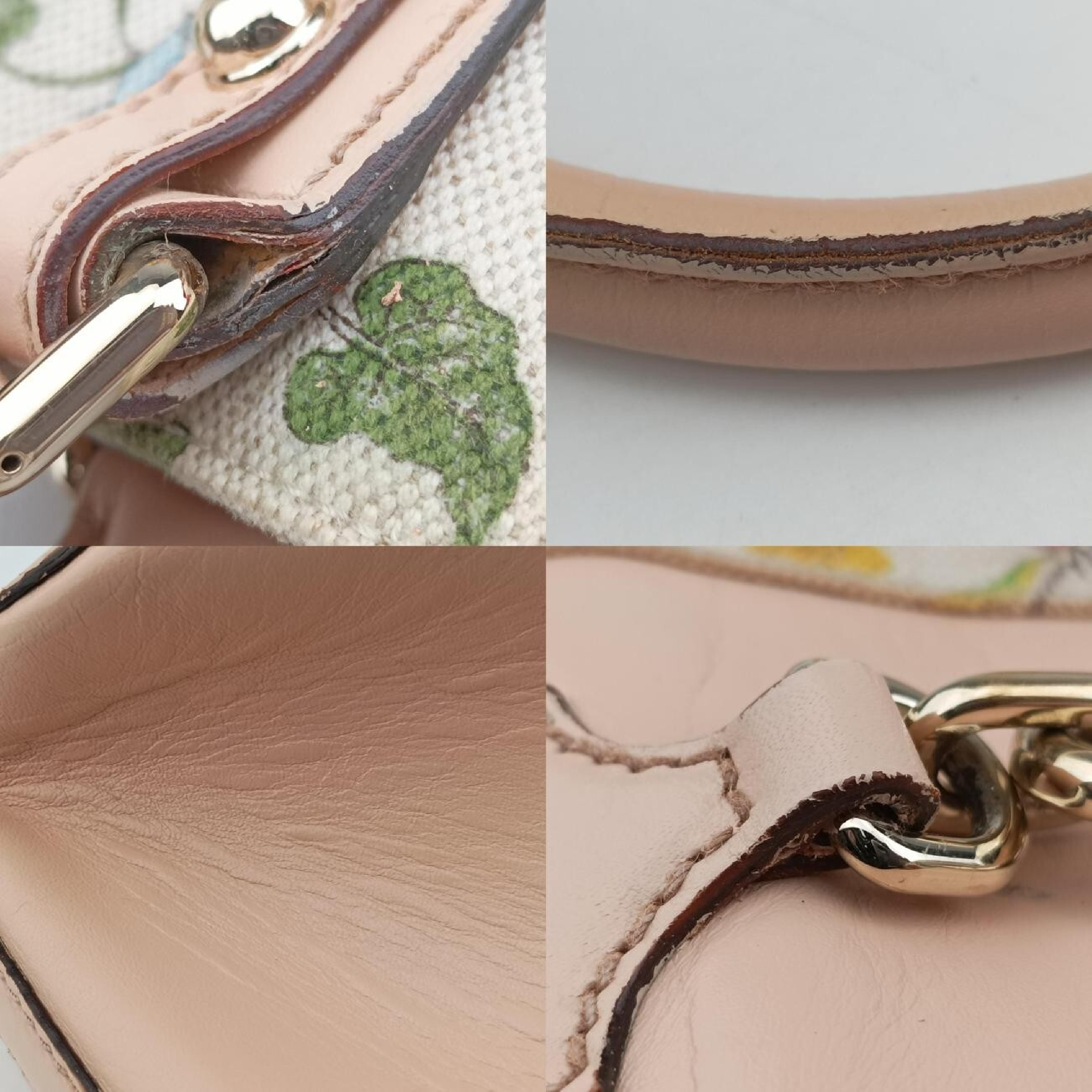 Horsebit Medium Hustler Ivory x Pink x Multicolor Canvas x Leather Handbag 137385 — view 10