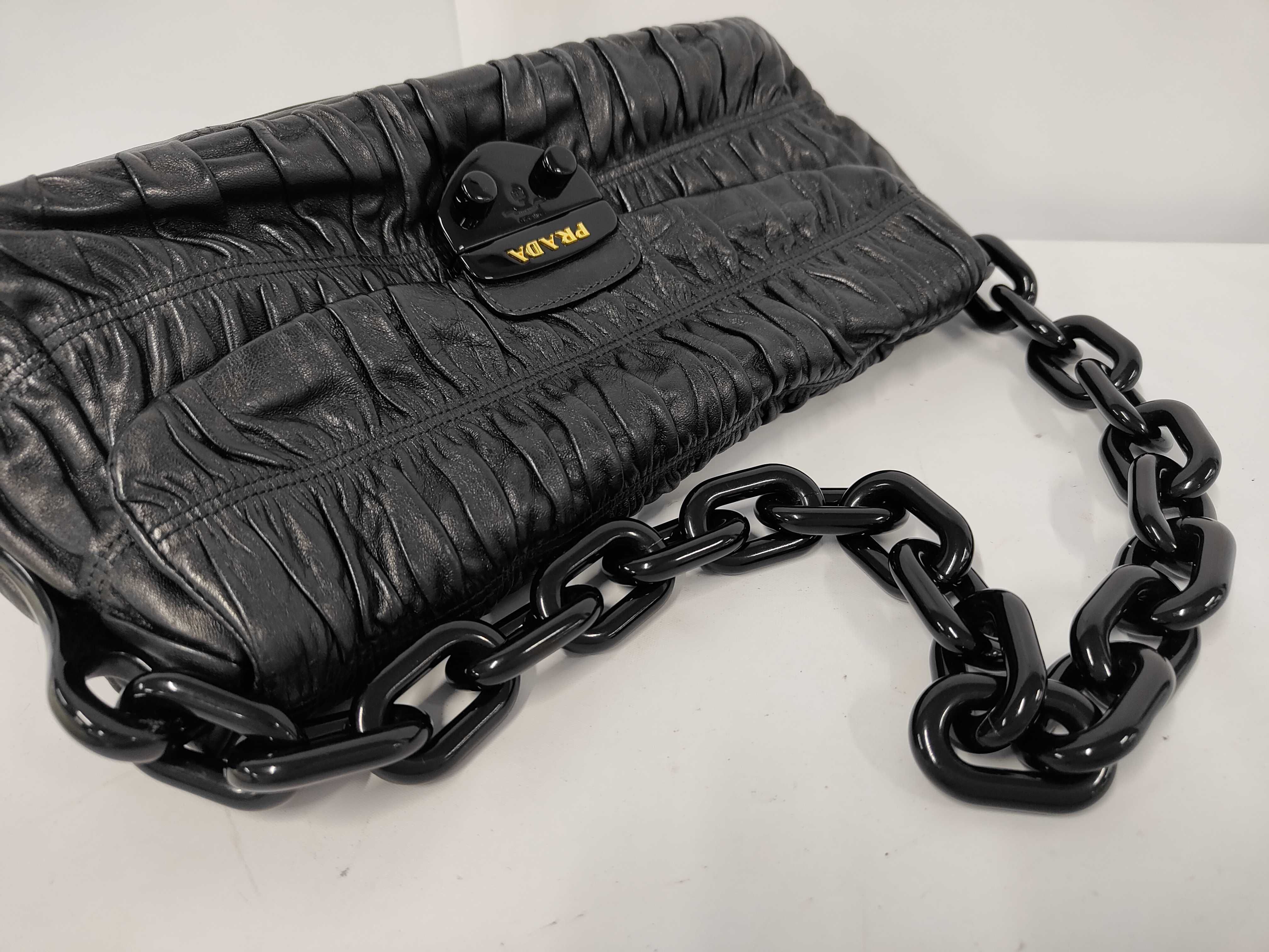 Gathered Plastic Chain Shoulder Bag — view 3