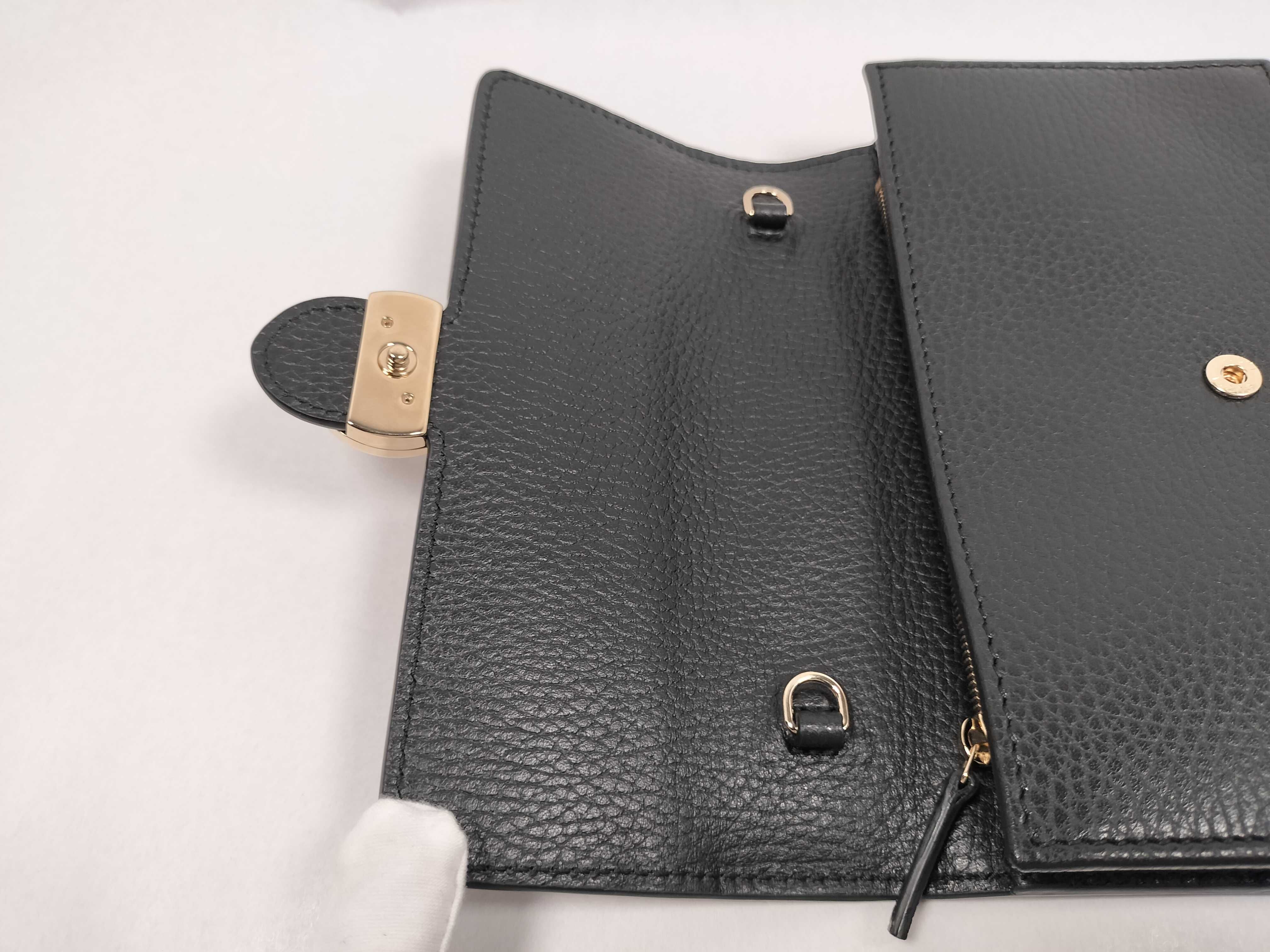 Interlocking G Leather Chain Wallet Black 615523 Outlet Shoulder Bag — view 5