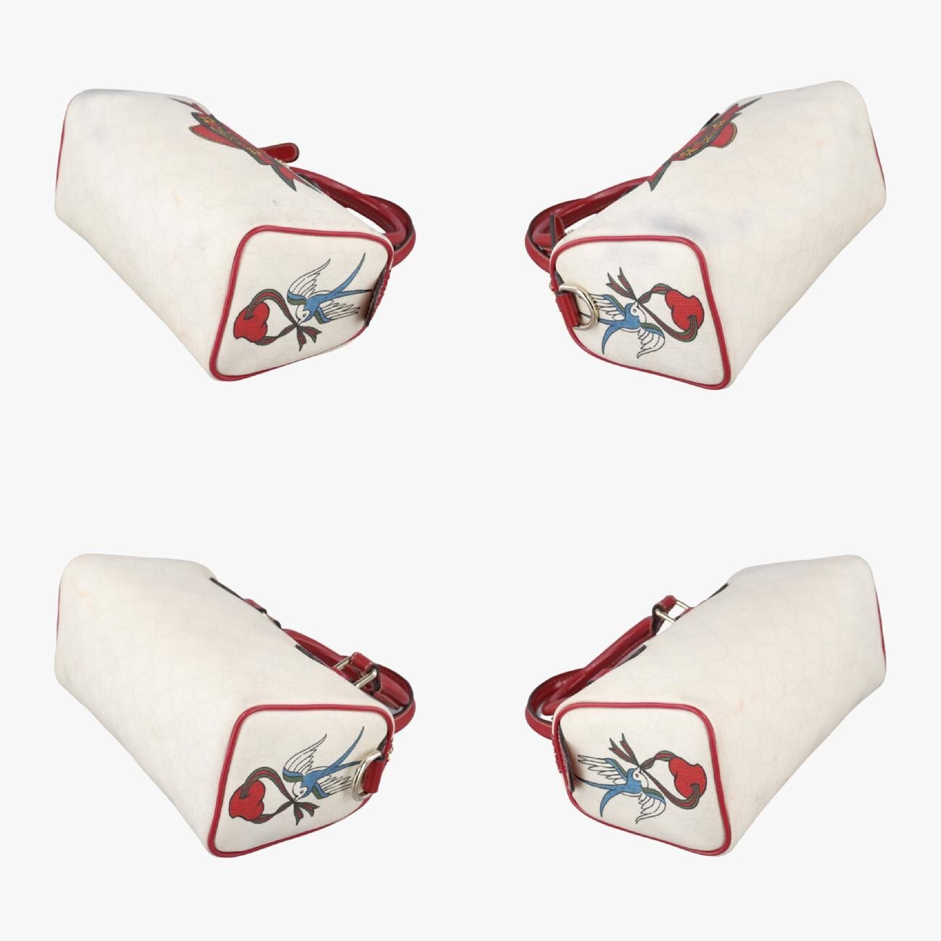 GG Supreme Tattoo Print Heart Charm White PVC Coated Canvas Handbag 190257 F3741213 — view 4