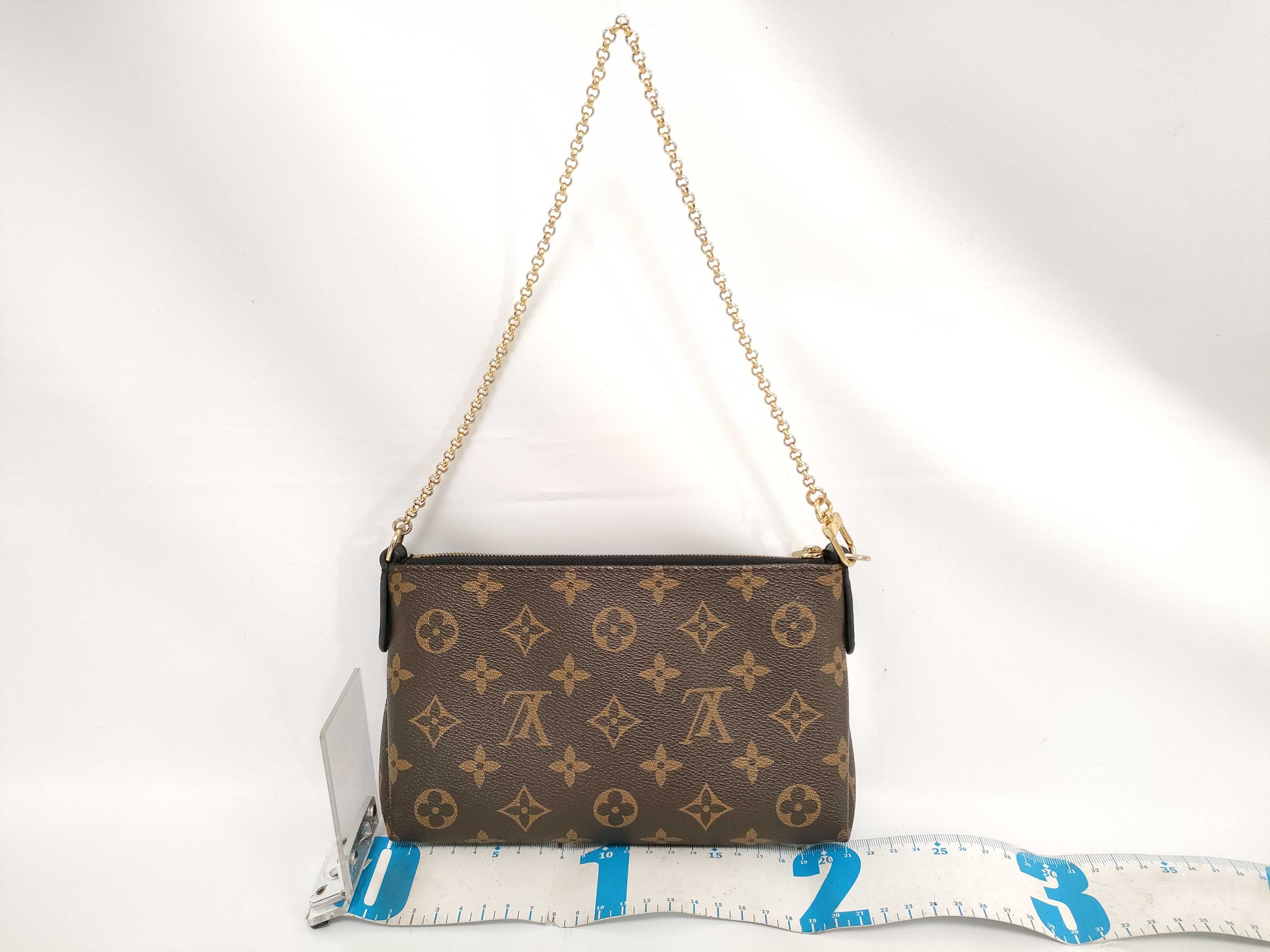 Monogram Louis Vuitton Monogram x Leather Pallas Clutch M41639 Brown x Black DU2117 Shoulder Bag — view 2