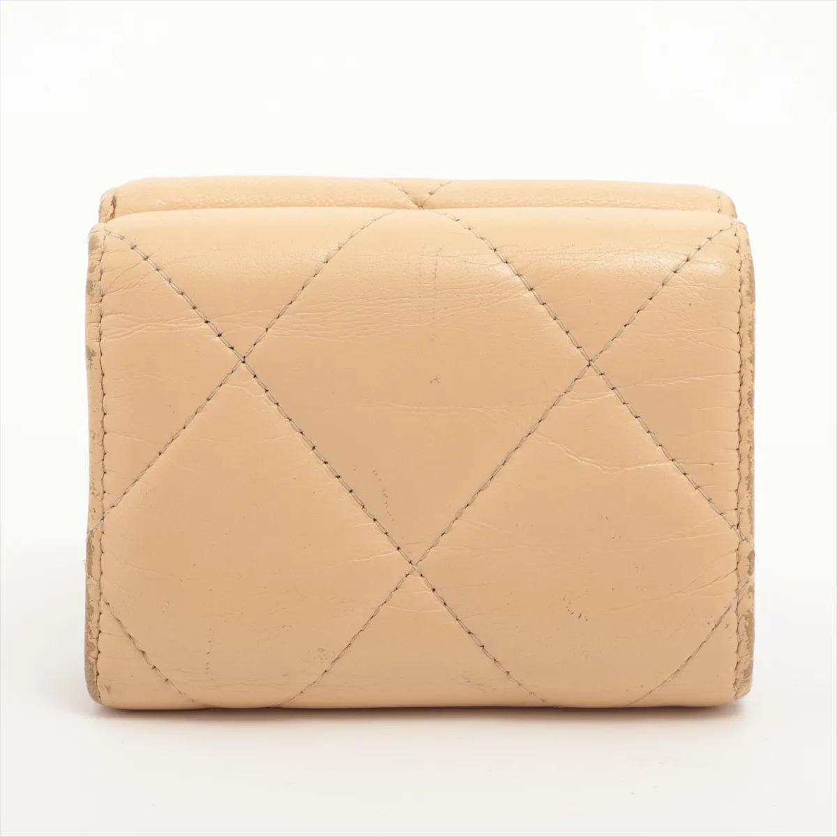19 Lambskin Compact Wallet Beige Gold Hardware 30642028 — view 2
