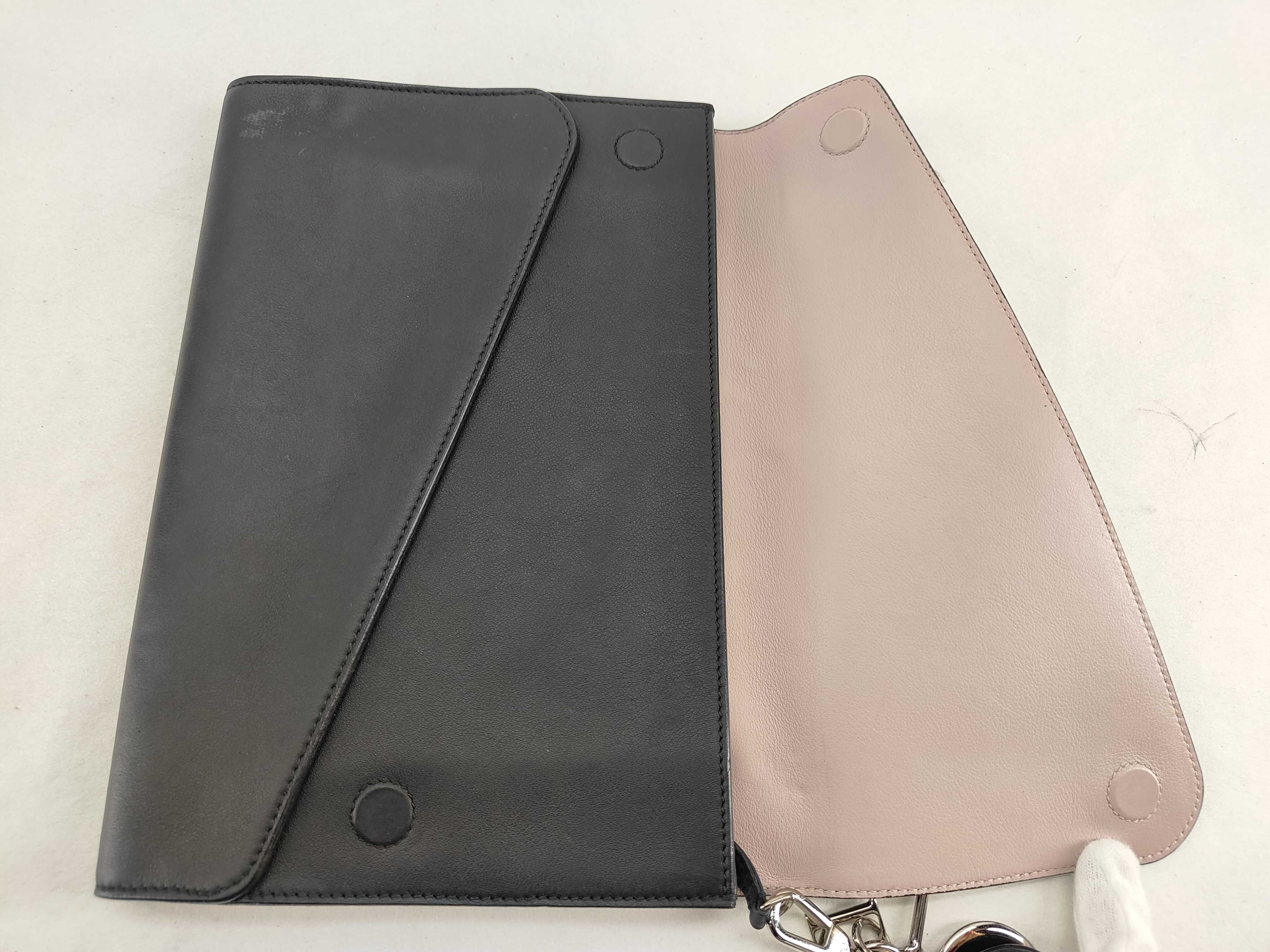Clutch Bag, Calfskin, Black and Pink — view 8