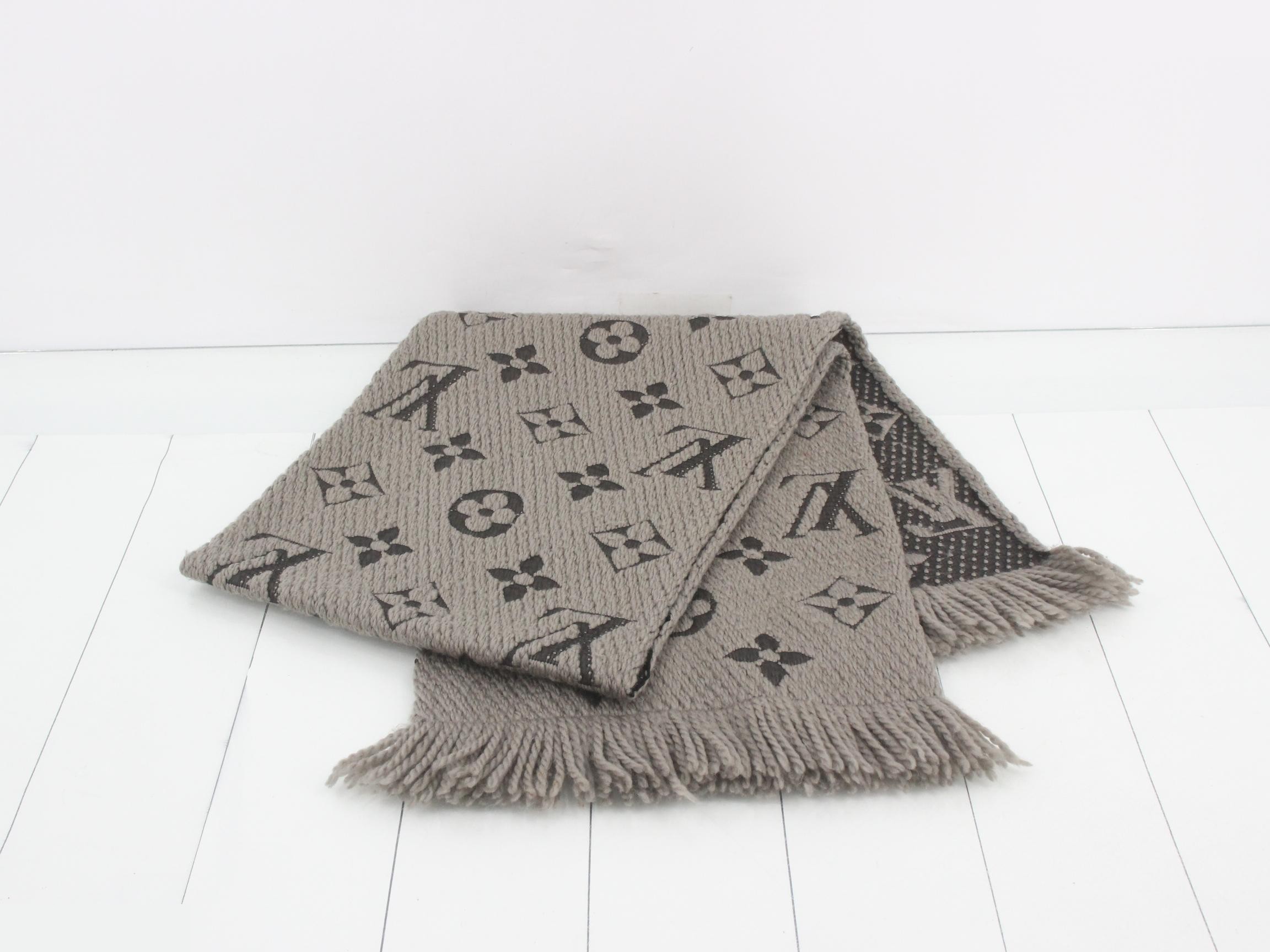Logo Mania Long Scarf, Gray, with domestic tag. — view 3