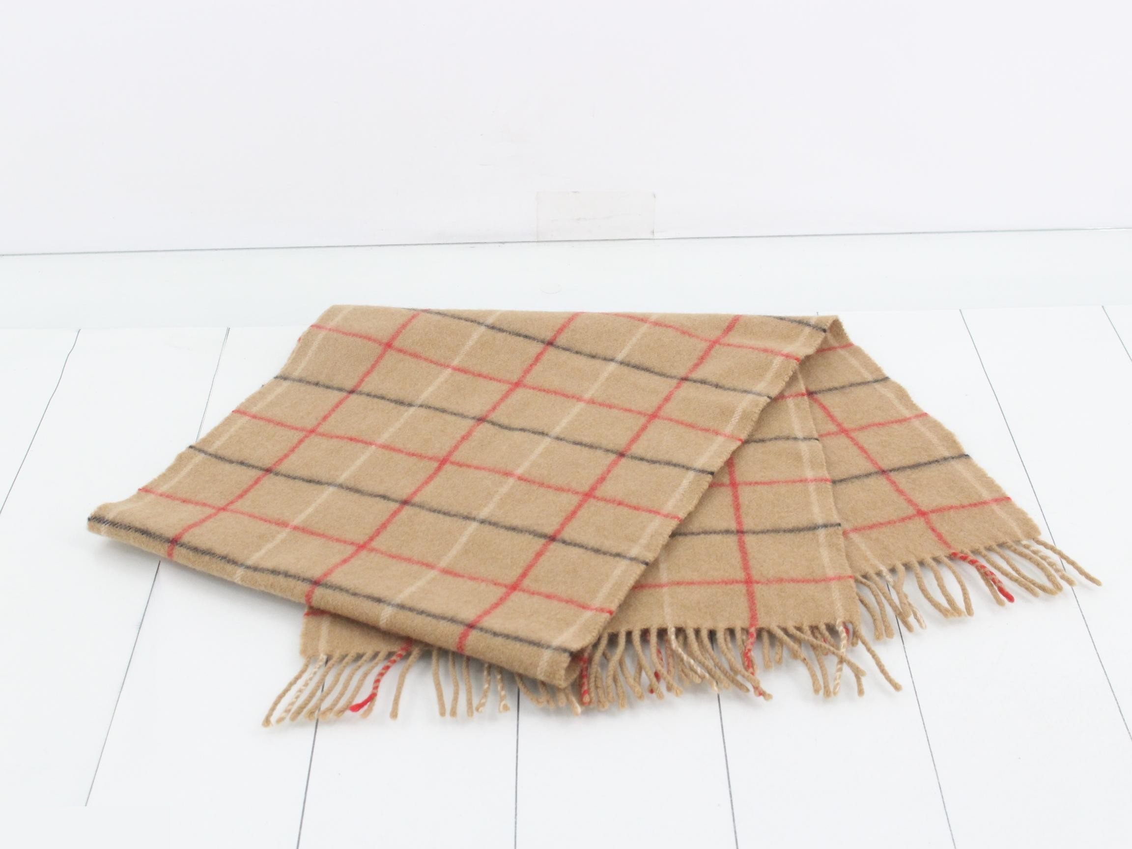 Nova Check Scarf, Beige, 100% Cashmere — view 3