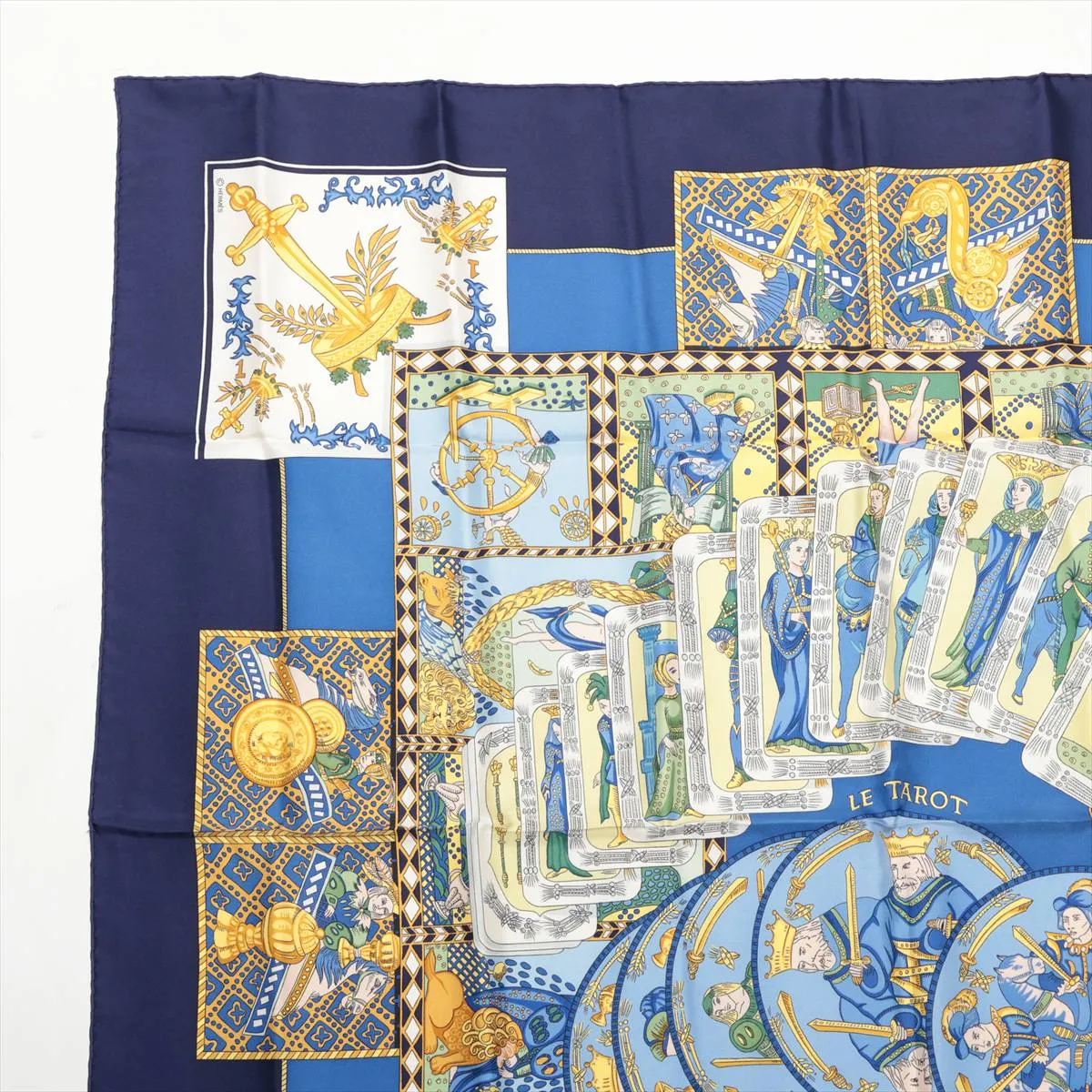 Carre 90 LE TAROT card scarf silk blue thread — view 2