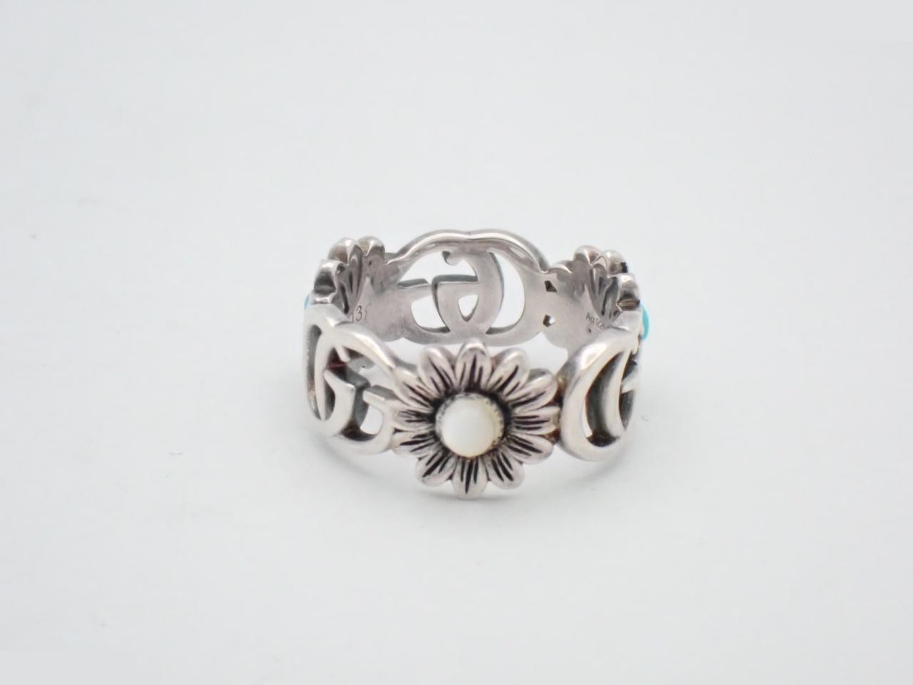 GG Double G Mother of Pearl Flower Sterling Silver 925 Ring (Gucci) — view 2
