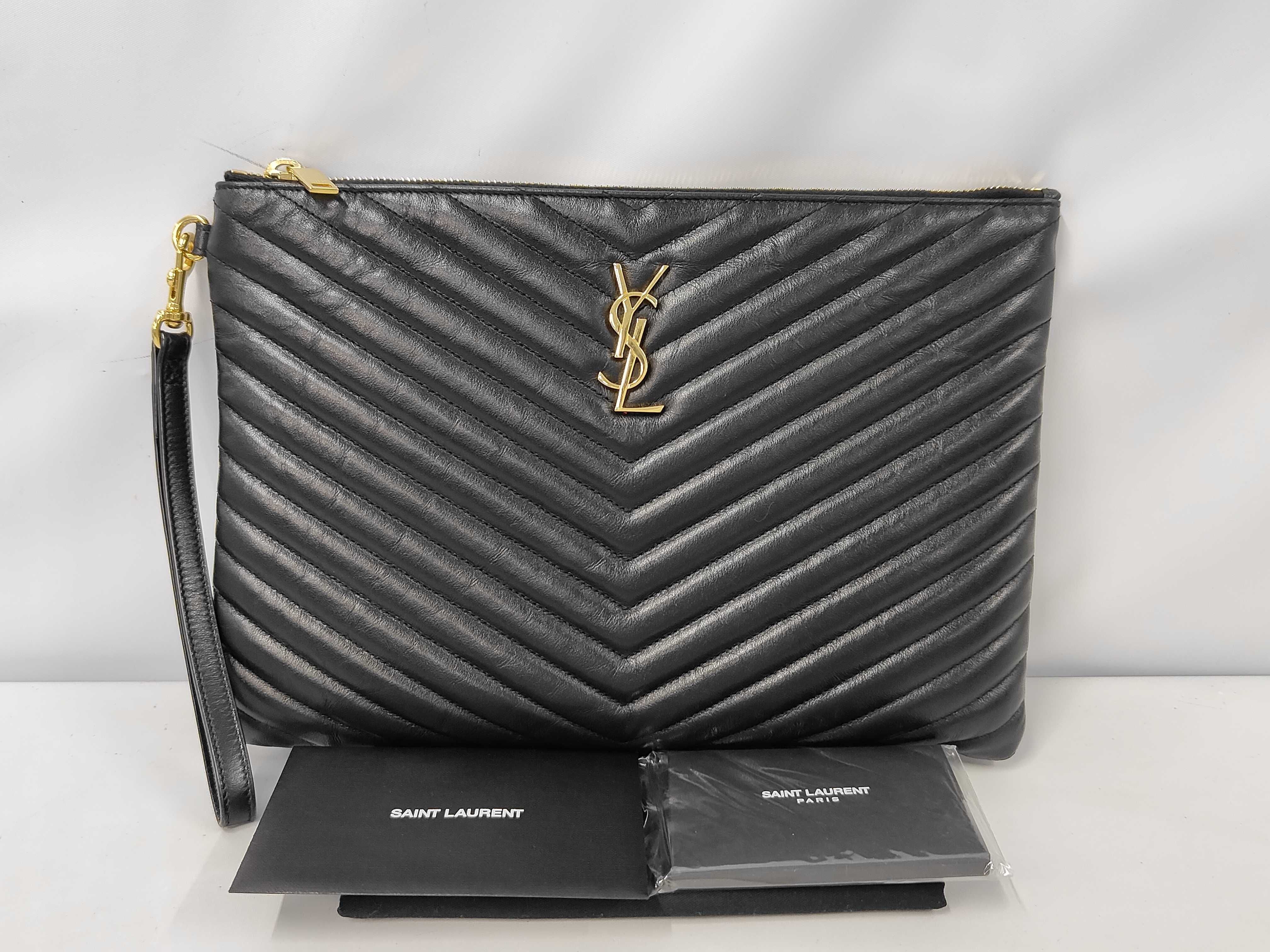 Paris Leather Clutch Bag, Black, 559193 Clutch Bag