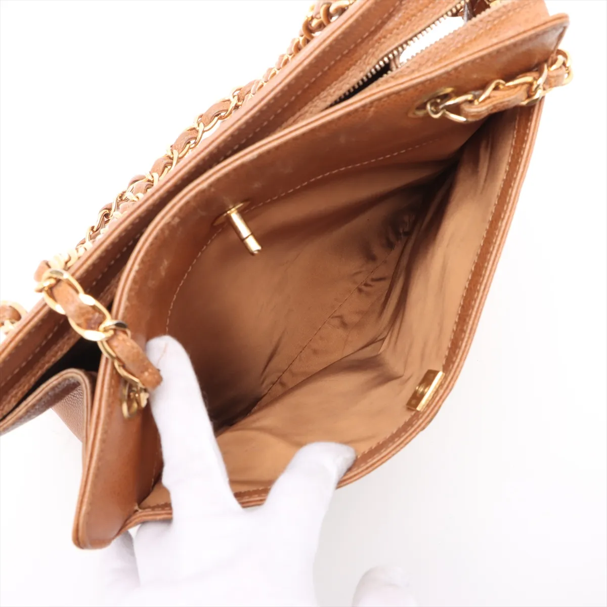 Cocomark caviar skin chain tote bag brown gold hardware 4853749 No. 4 — view 11