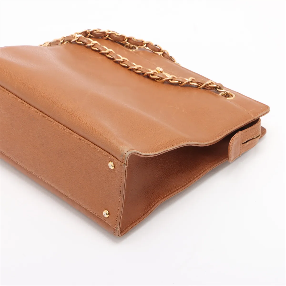 Cocomark caviar skin chain tote bag brown gold hardware 4853749 No. 4 — view 3