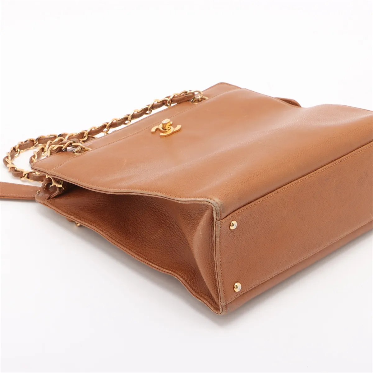 Cocomark caviar skin chain tote bag brown gold hardware 4853749 No. 4 — view 4