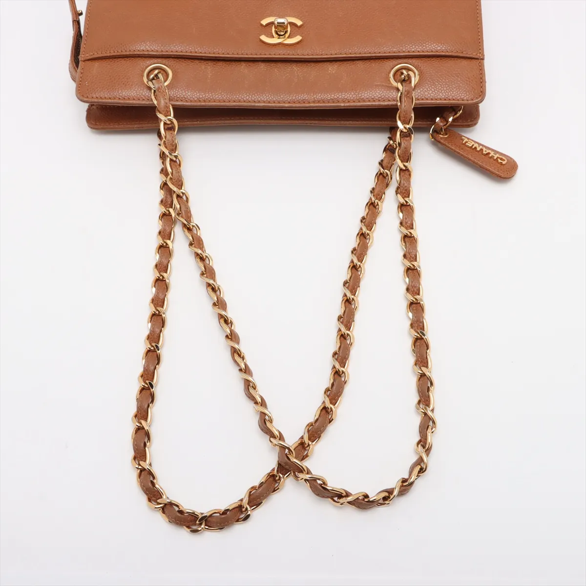 Cocomark caviar skin chain tote bag brown gold hardware 4853749 No. 4 — view 5