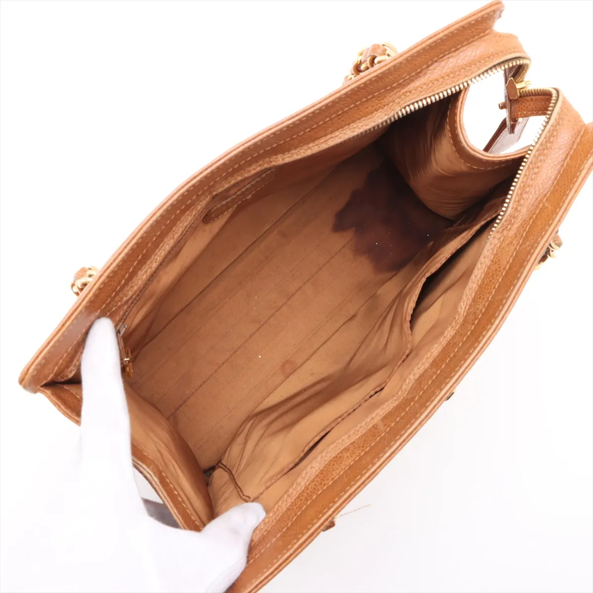 Cocomark caviar skin chain tote bag brown gold hardware 4853749 No. 4 — view 7