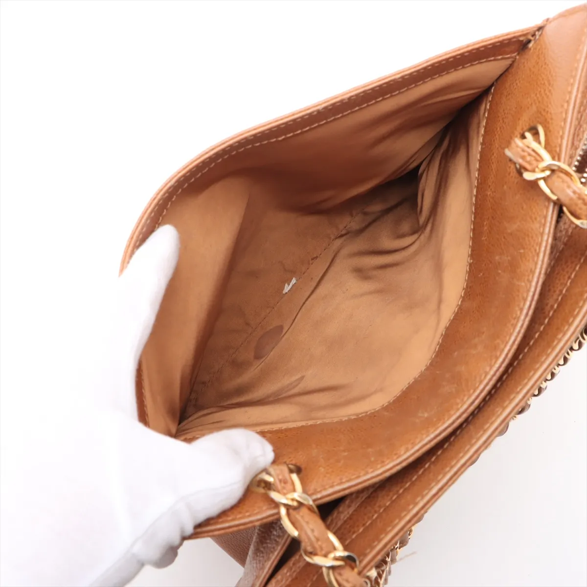 Cocomark caviar skin chain tote bag brown gold hardware 4853749 No. 4 — view 10