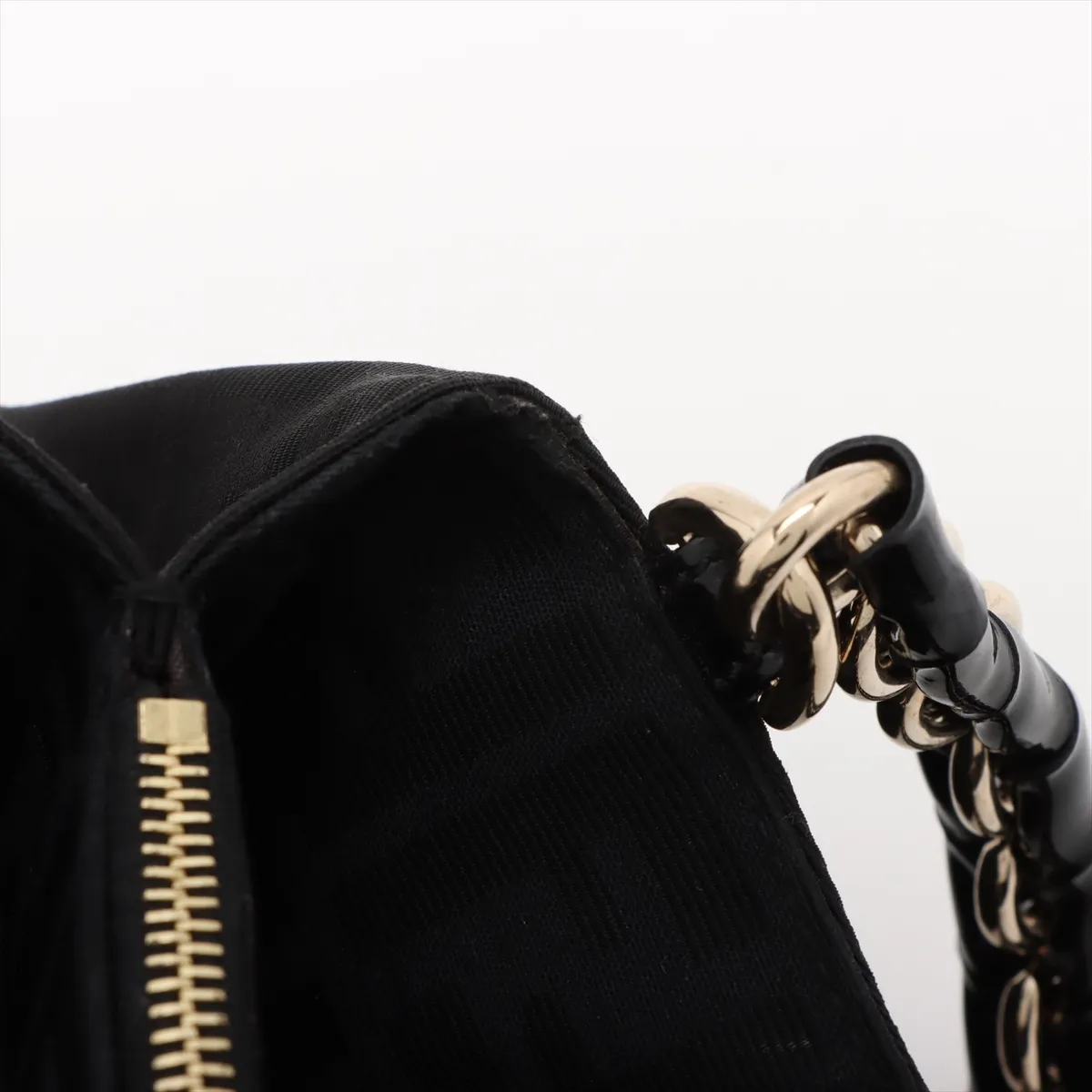 Zucca Canvas x Patent Leather Handbag Black 8BR615 — view 13