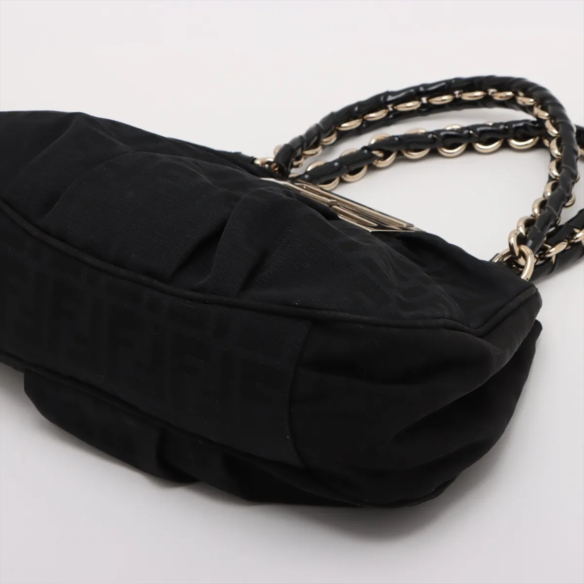 Zucca Canvas x Patent Leather Handbag Black 8BR615 — view 3