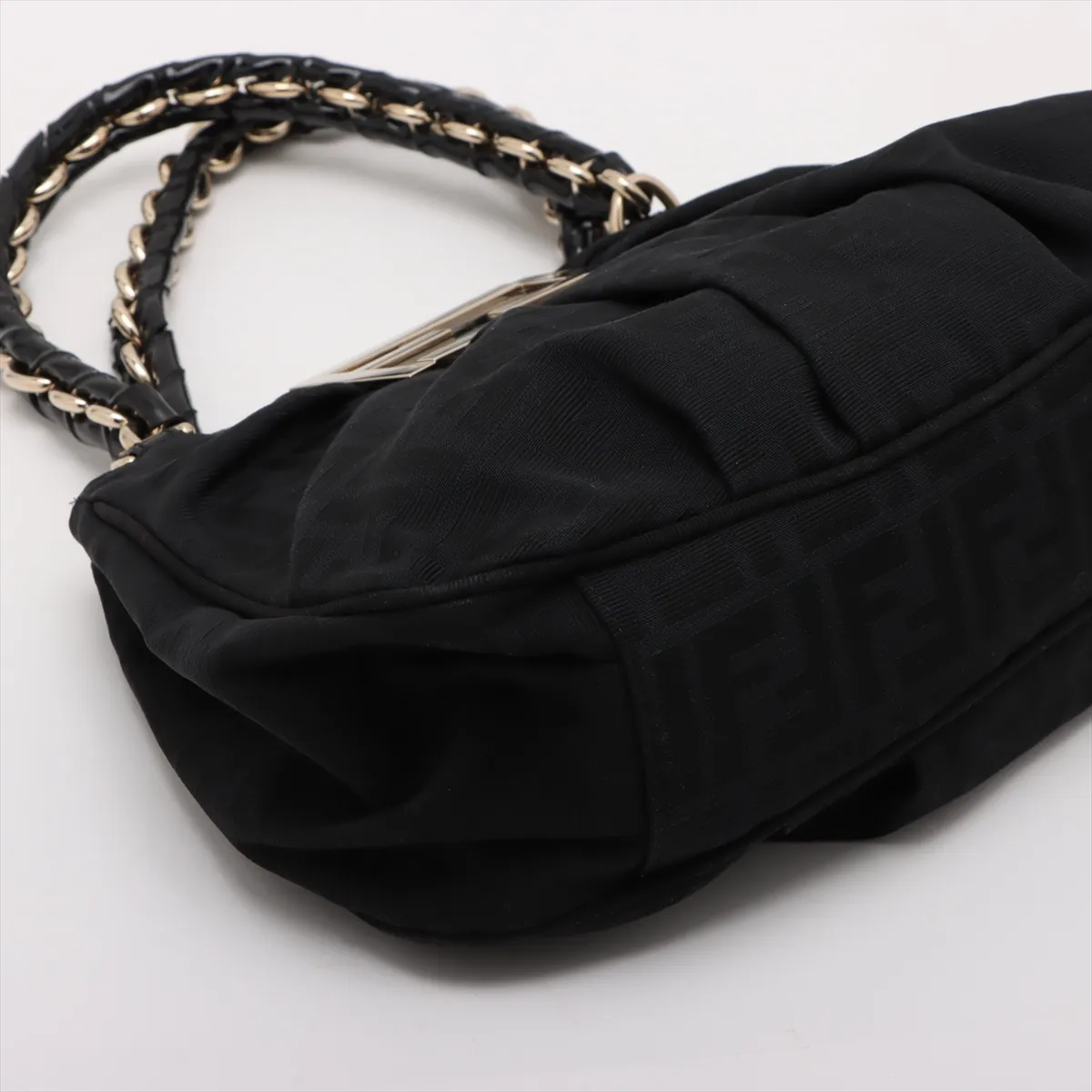 Zucca Canvas x Patent Leather Handbag Black 8BR615 — view 4