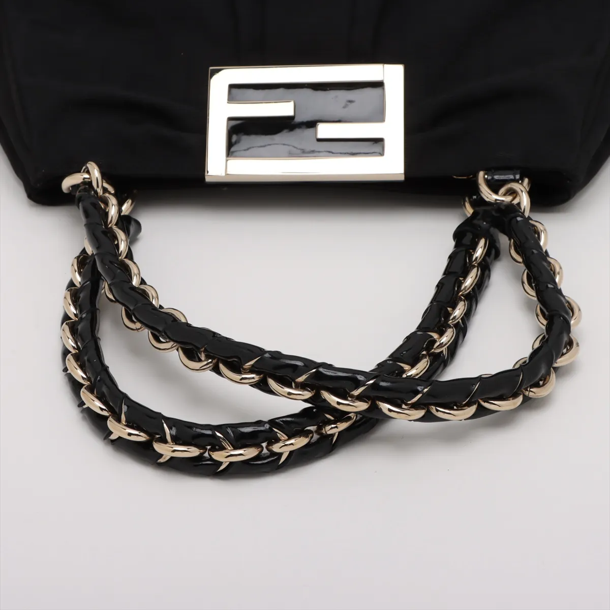 Zucca Canvas x Patent Leather Handbag Black 8BR615 — view 5