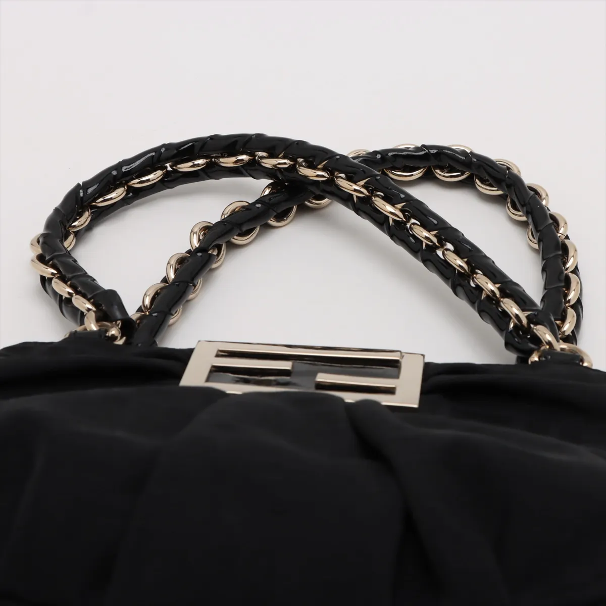 Zucca Canvas x Patent Leather Handbag Black 8BR615 — view 6