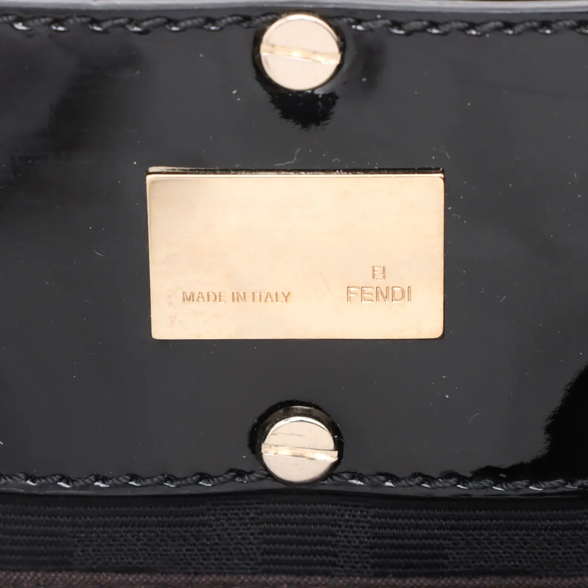 Zucca Canvas x Patent Leather Handbag Black 8BR615 — view 10