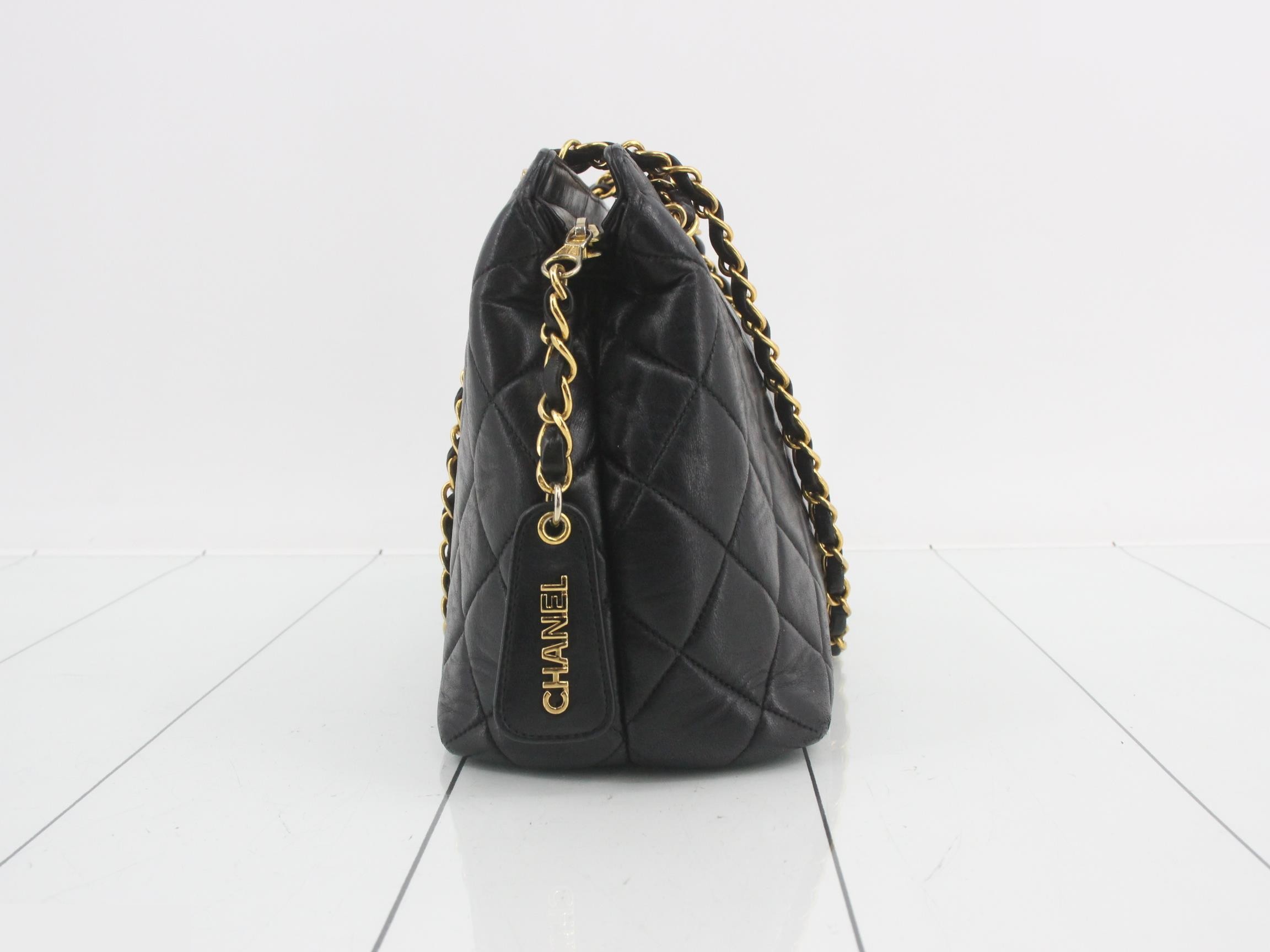 Matelassé Leather Chain Semi-Shoulder Bag — view 4