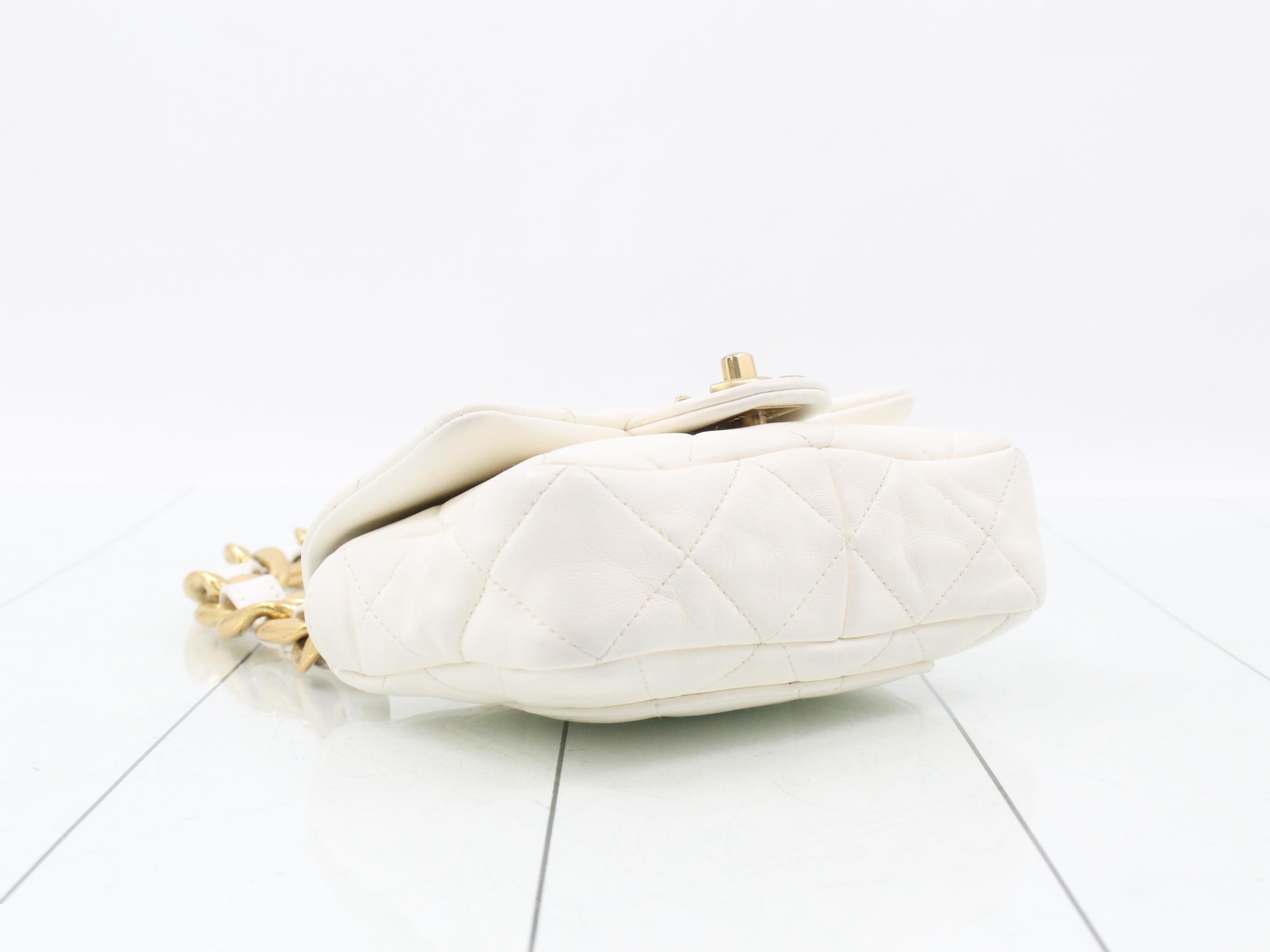 Mini Matelassé Chain Shoulder Bag, Lambskin, White, Random Number — view 5