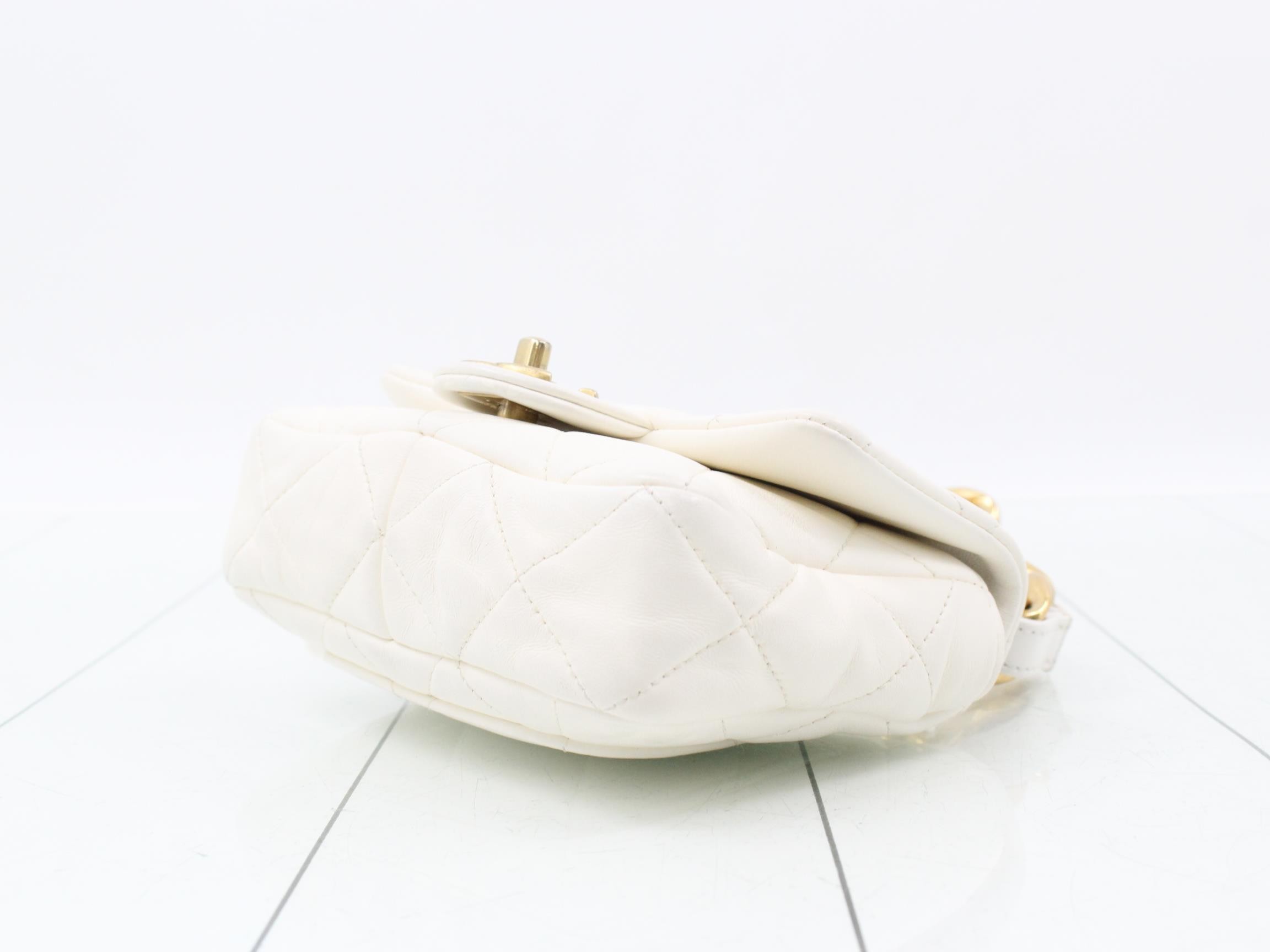 Mini Matelassé Chain Shoulder Bag, Lambskin, White, Random Number — view 6