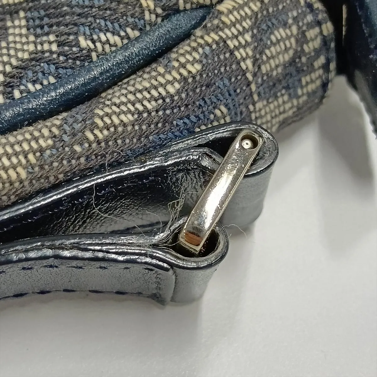 Trotter Canvas x Leather Shoulder Bag, Navy — view 12