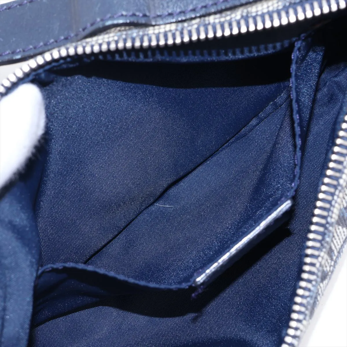Trotter Canvas x Leather Shoulder Bag, Navy — view 7