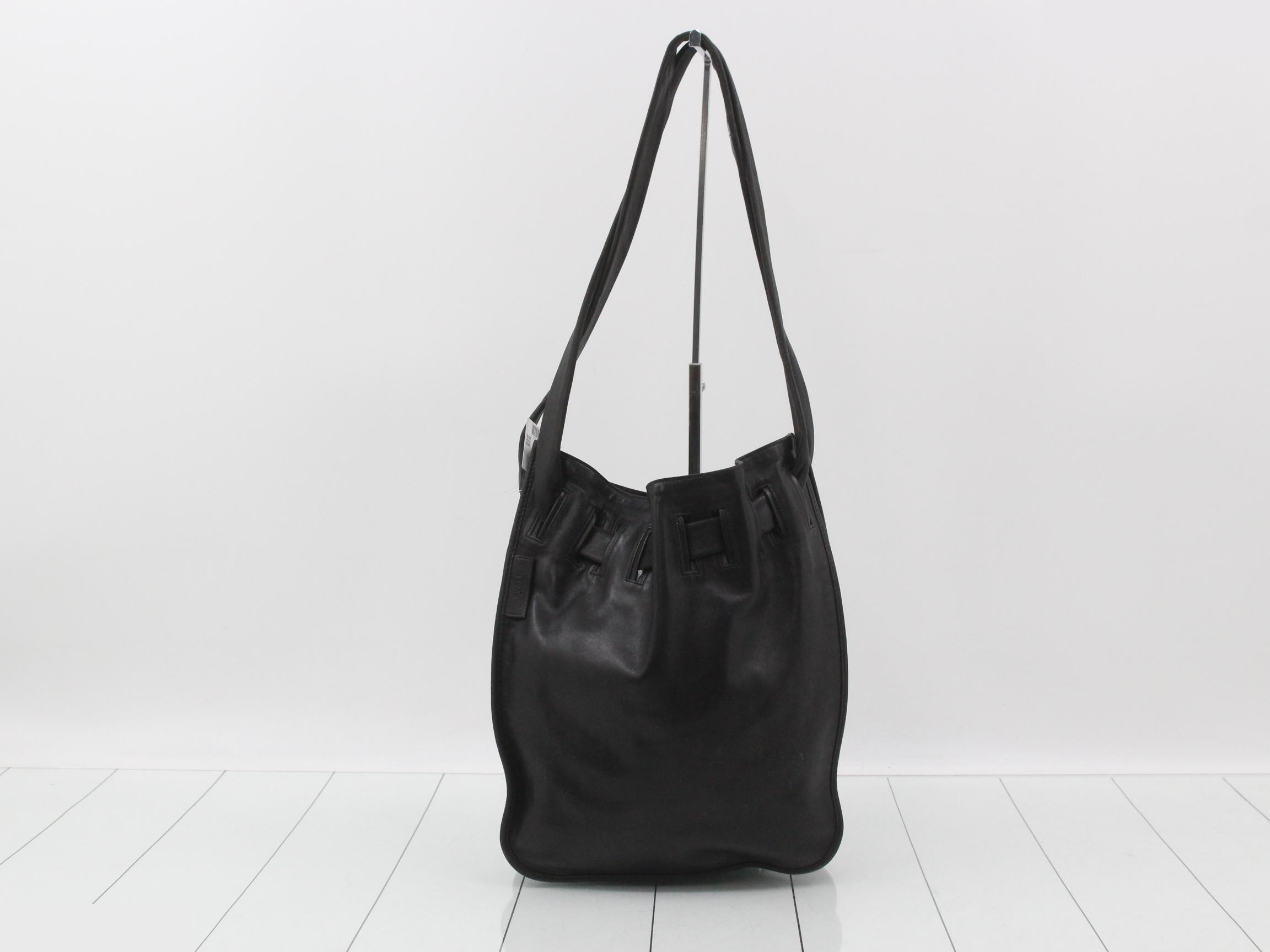 P77239 Leather Bucket Bag, Drawstring Shoulder Bag — view 2