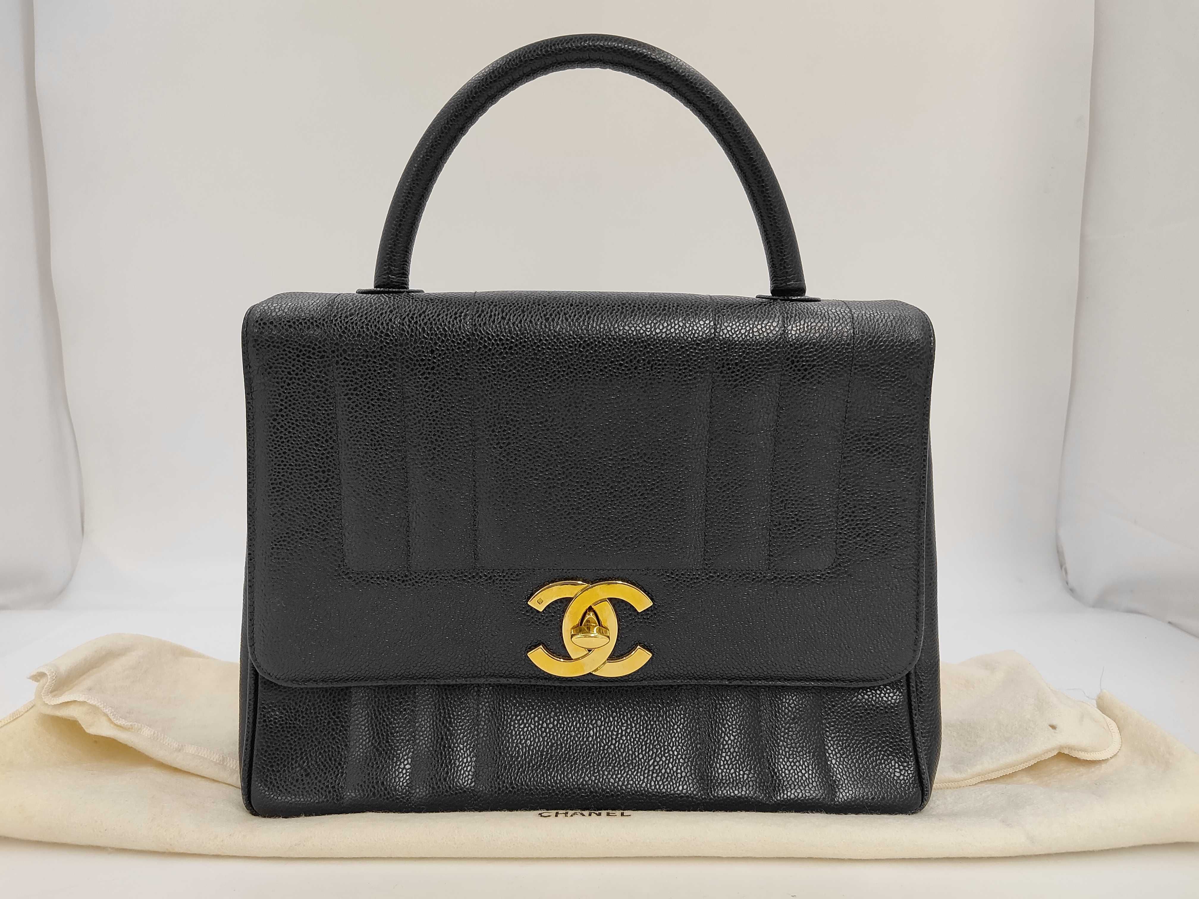 Caviar Skin Mademoiselle Handbag Black Tote Bag