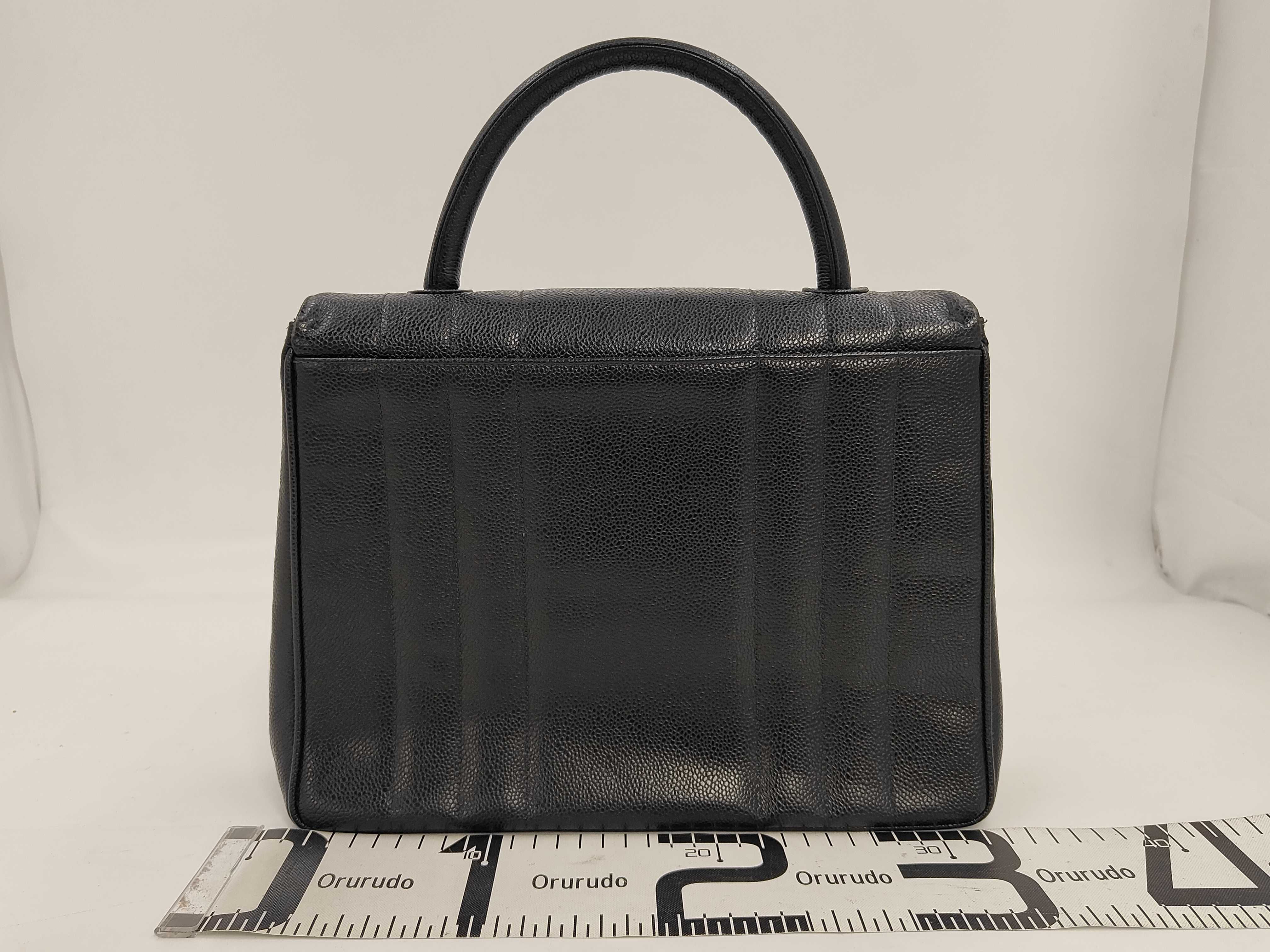 Caviar Skin Mademoiselle Handbag Black Tote Bag — view 2