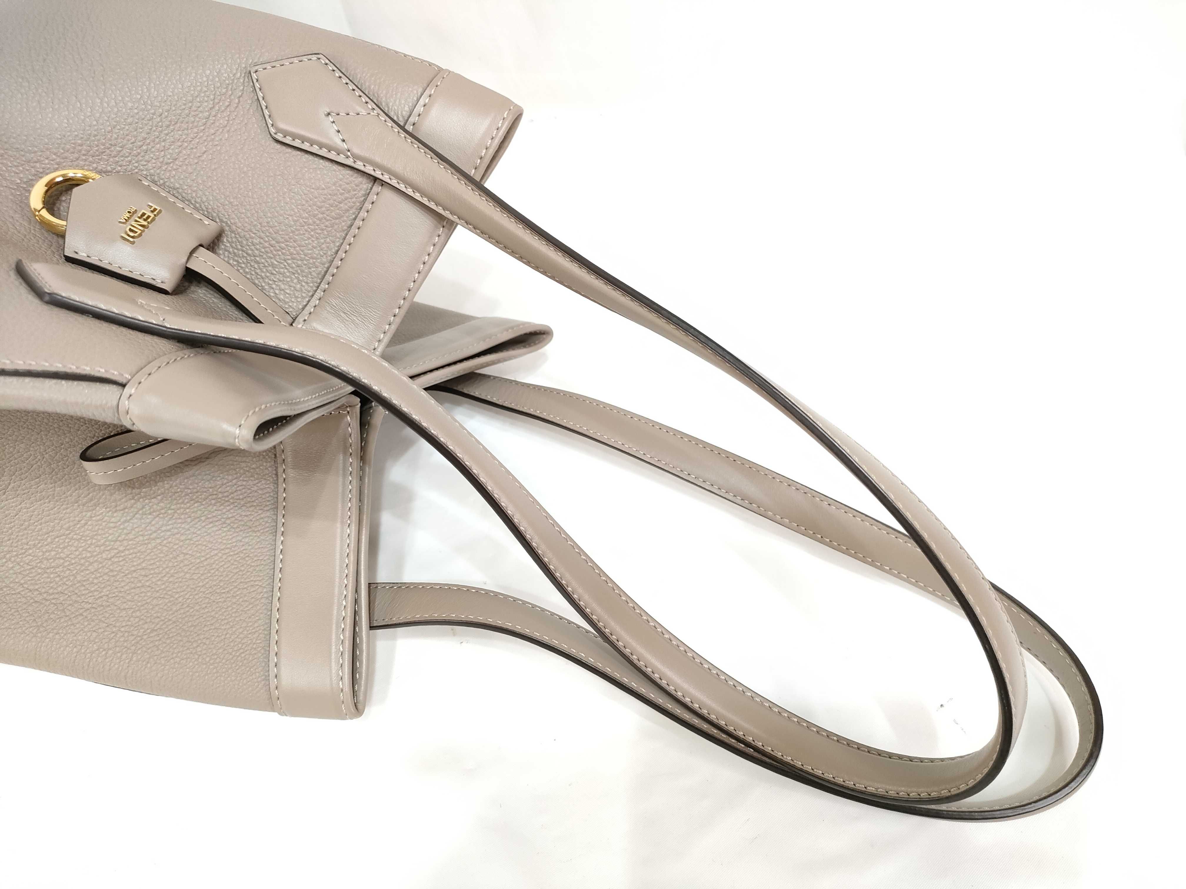 Origami Leather Tote Bag, Beige, 8BH414 (Handbag) — view 3