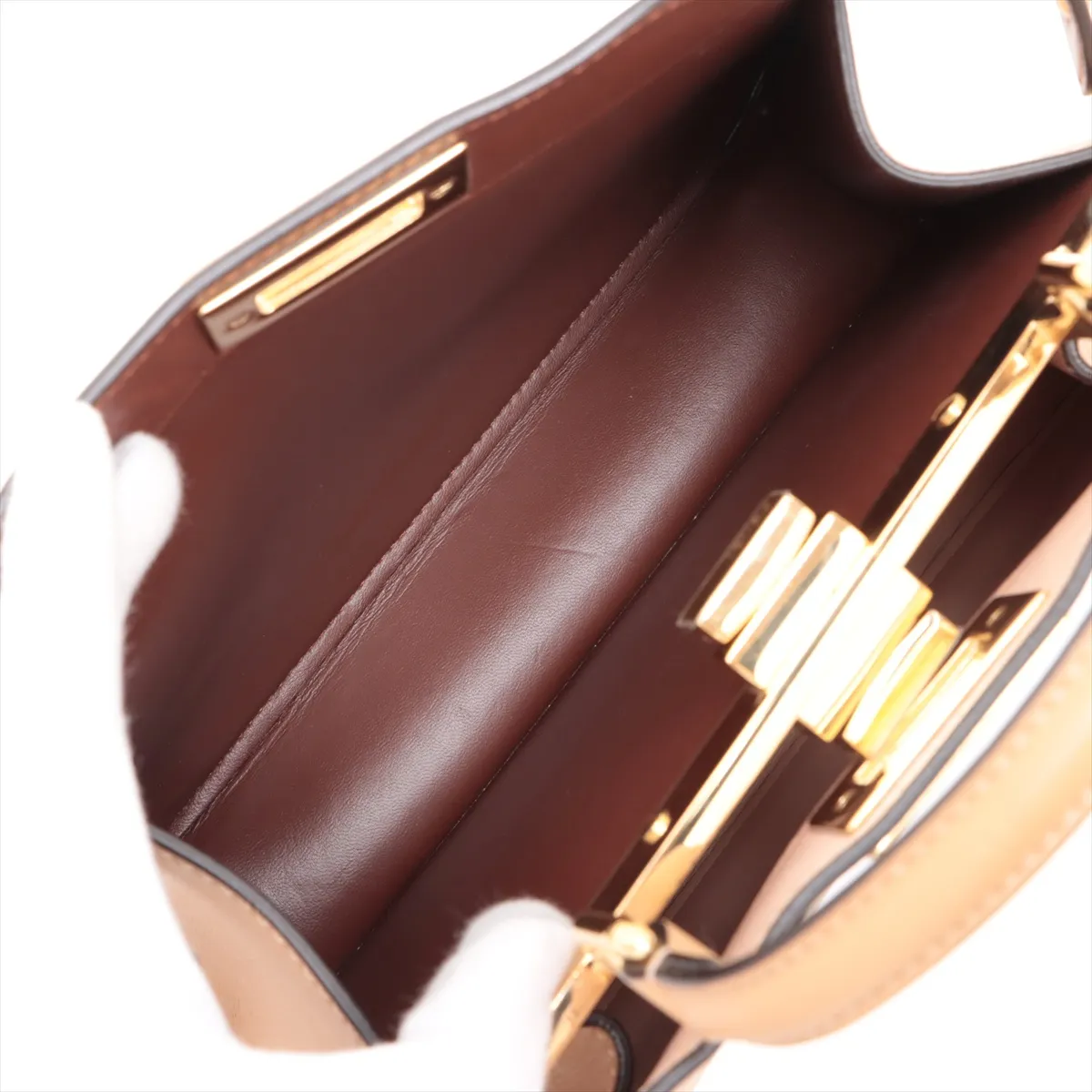 Peekaboo I.U Small Leather 2-Way Handbag, Beige, 8BN327 — view 8