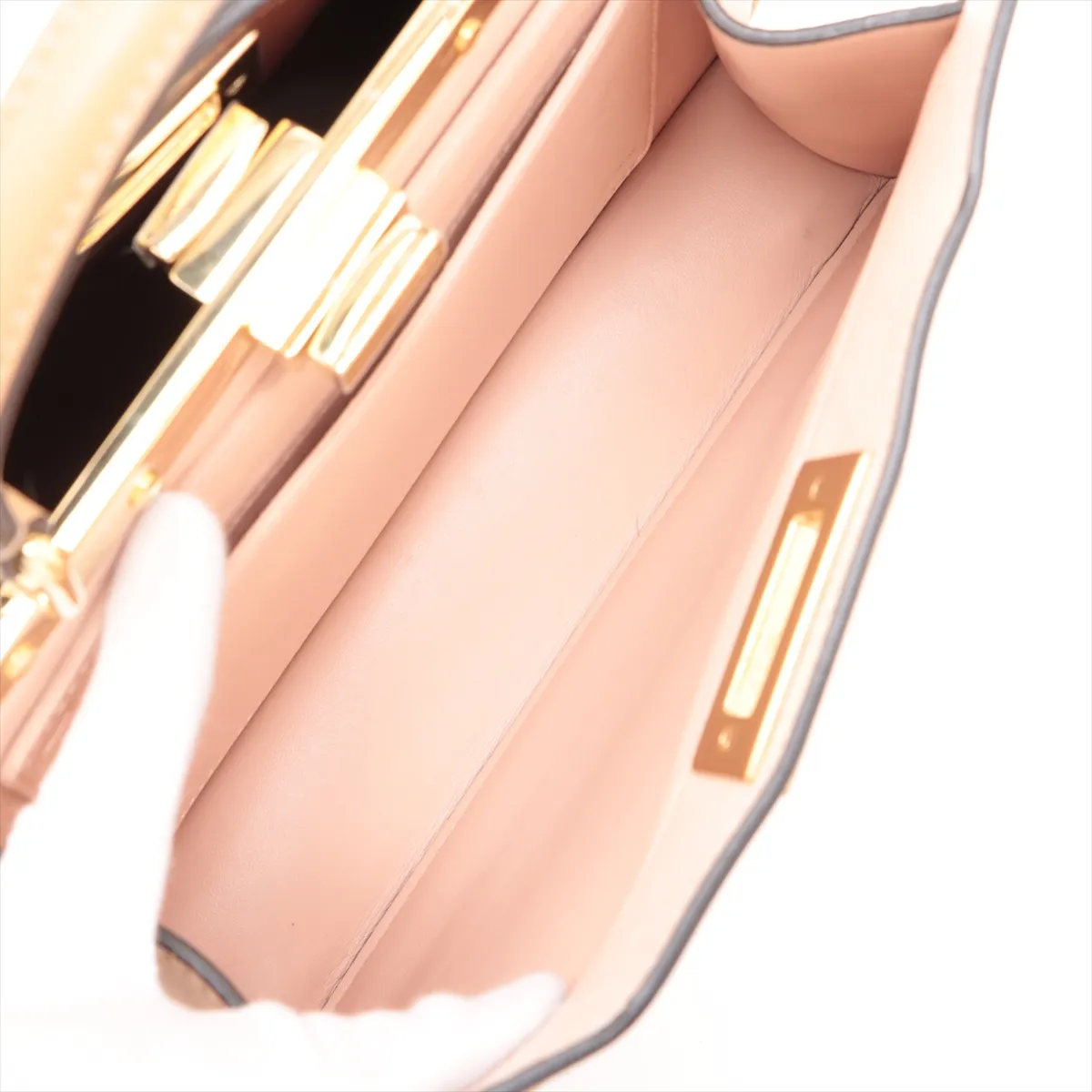 Peekaboo I.U Small Leather 2-Way Handbag, Beige, 8BN327 — view 9