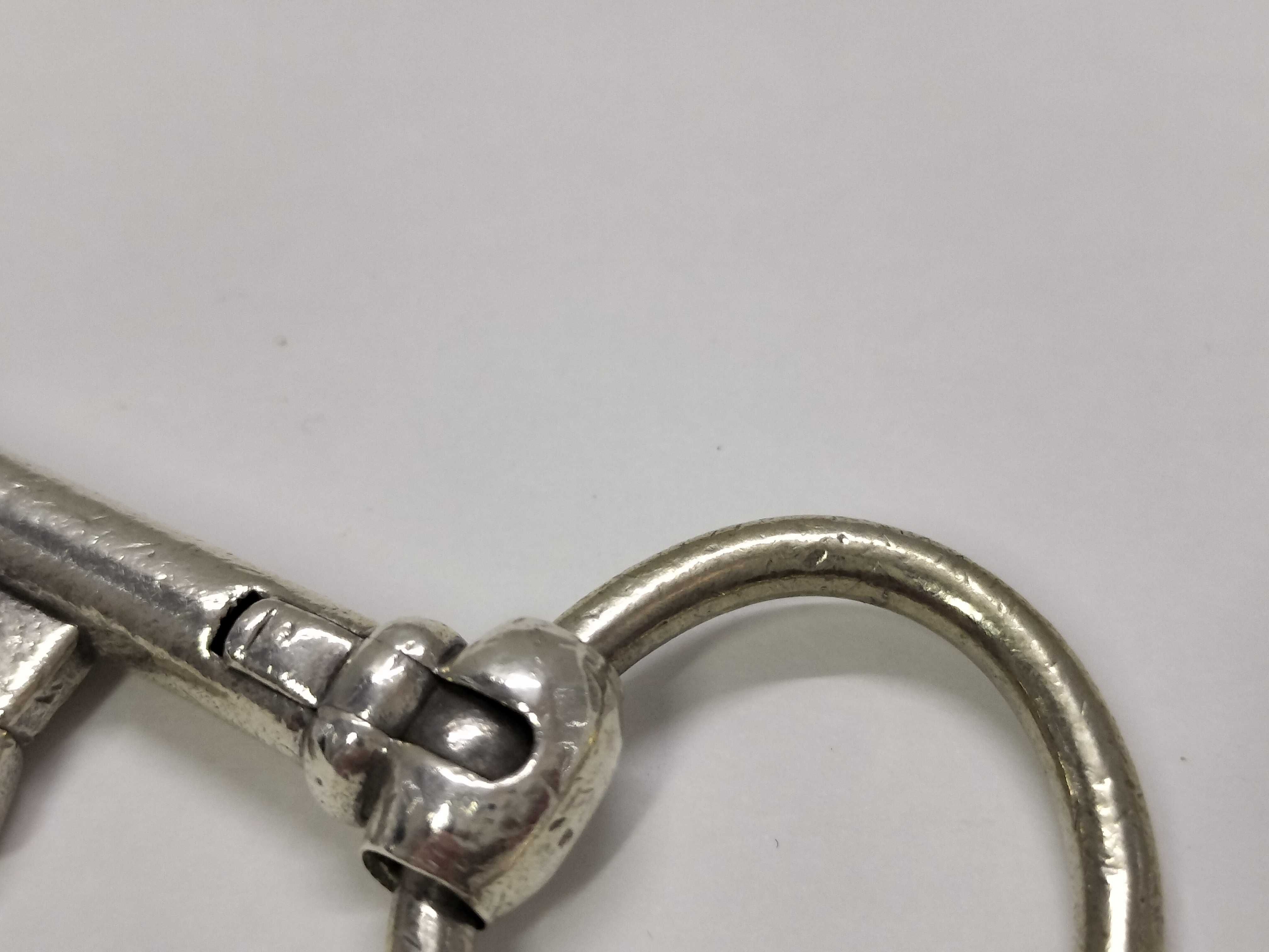 Key-shaped charm key ring silver charm — view 7