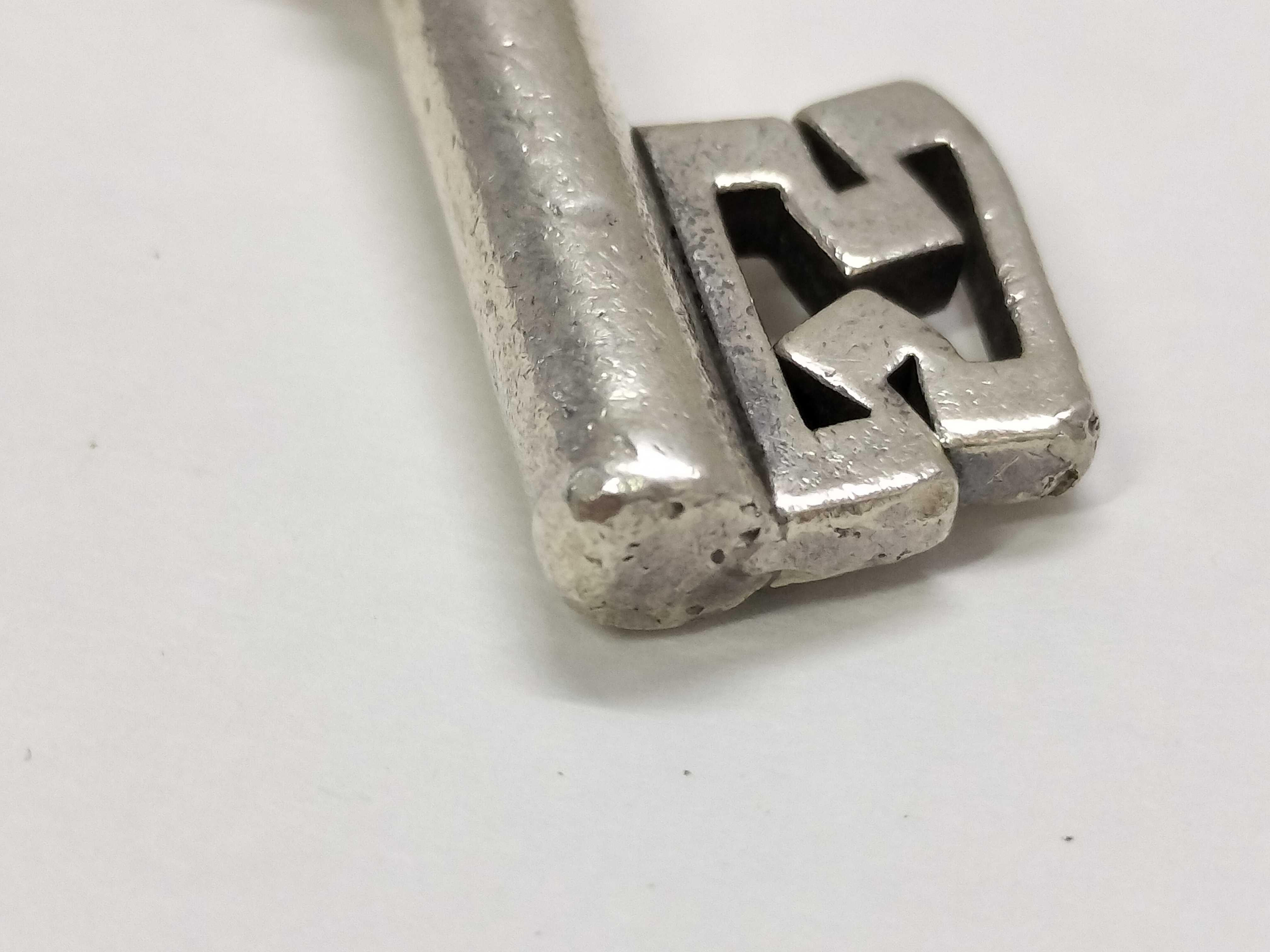 Key-shaped charm key ring silver charm — view 9