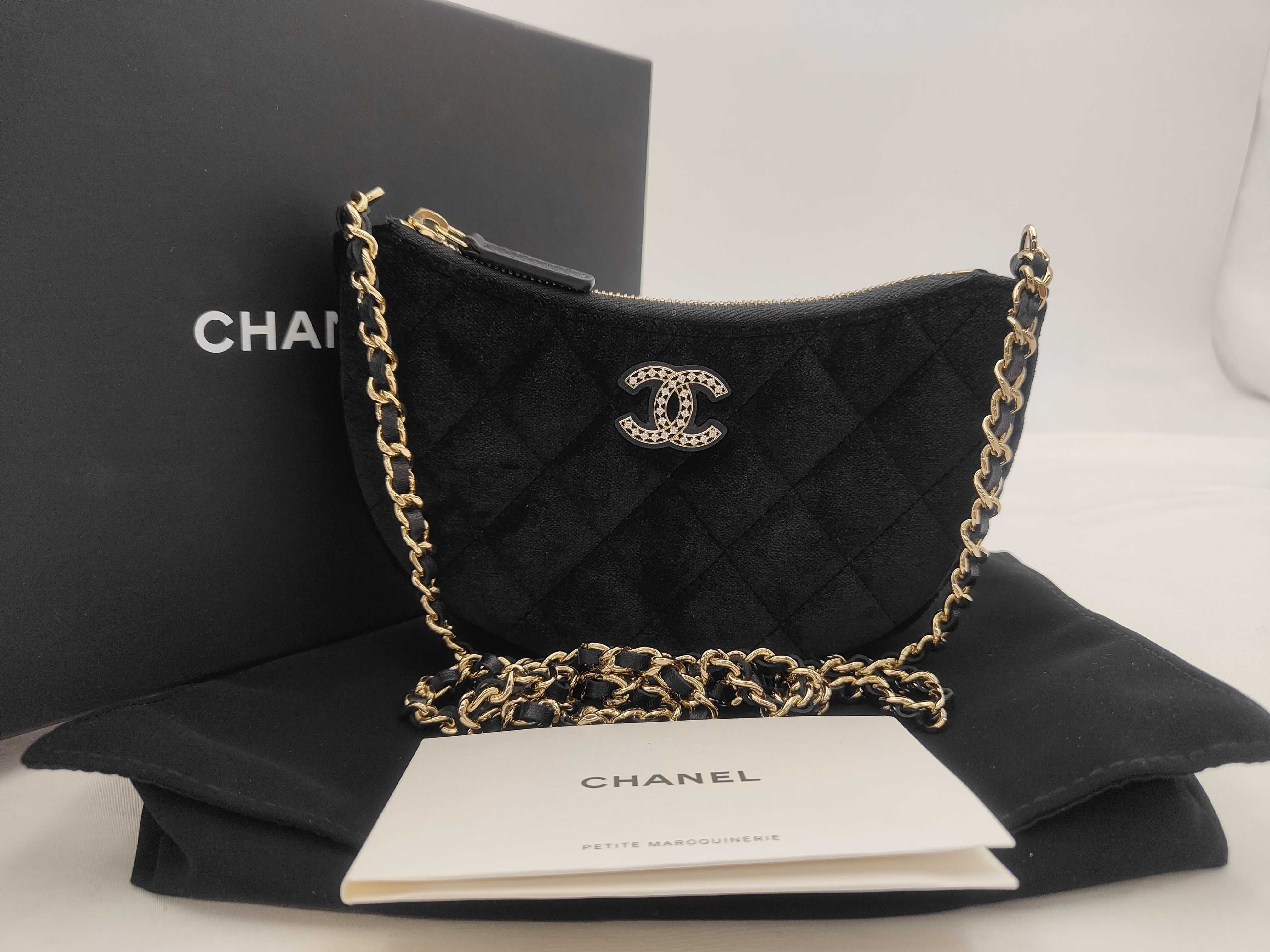 2024 Year Gift Half Moon Velour Black Random Serial Chain Shoulder Bag