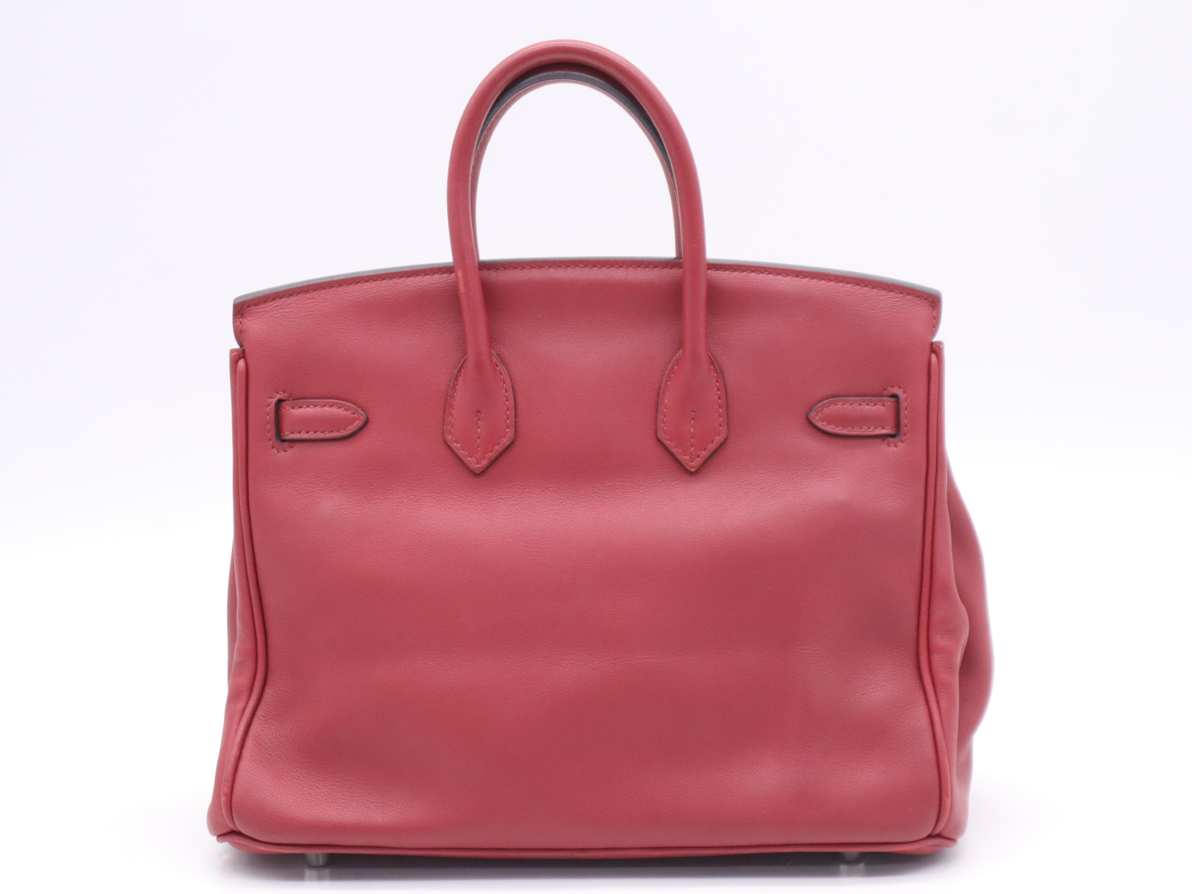 Birkin 25 Handbag, Swift Leather, X Stamp, Silver Hardware, Red, Includes Clochette, Padlock, and 2 Keys. — view 2