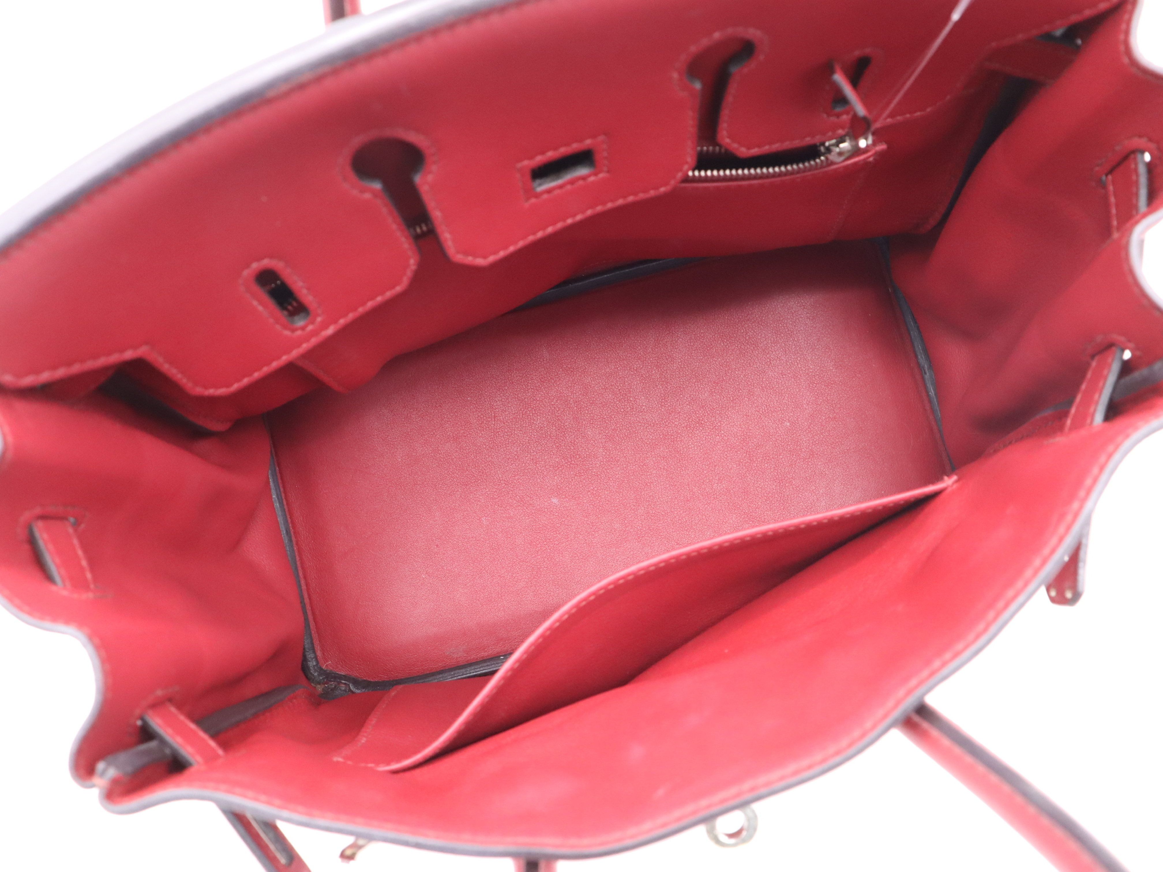 Birkin 25 Handbag, Swift Leather, X Stamp, Silver Hardware, Red, Includes Clochette, Padlock, and 2 Keys. — view 12