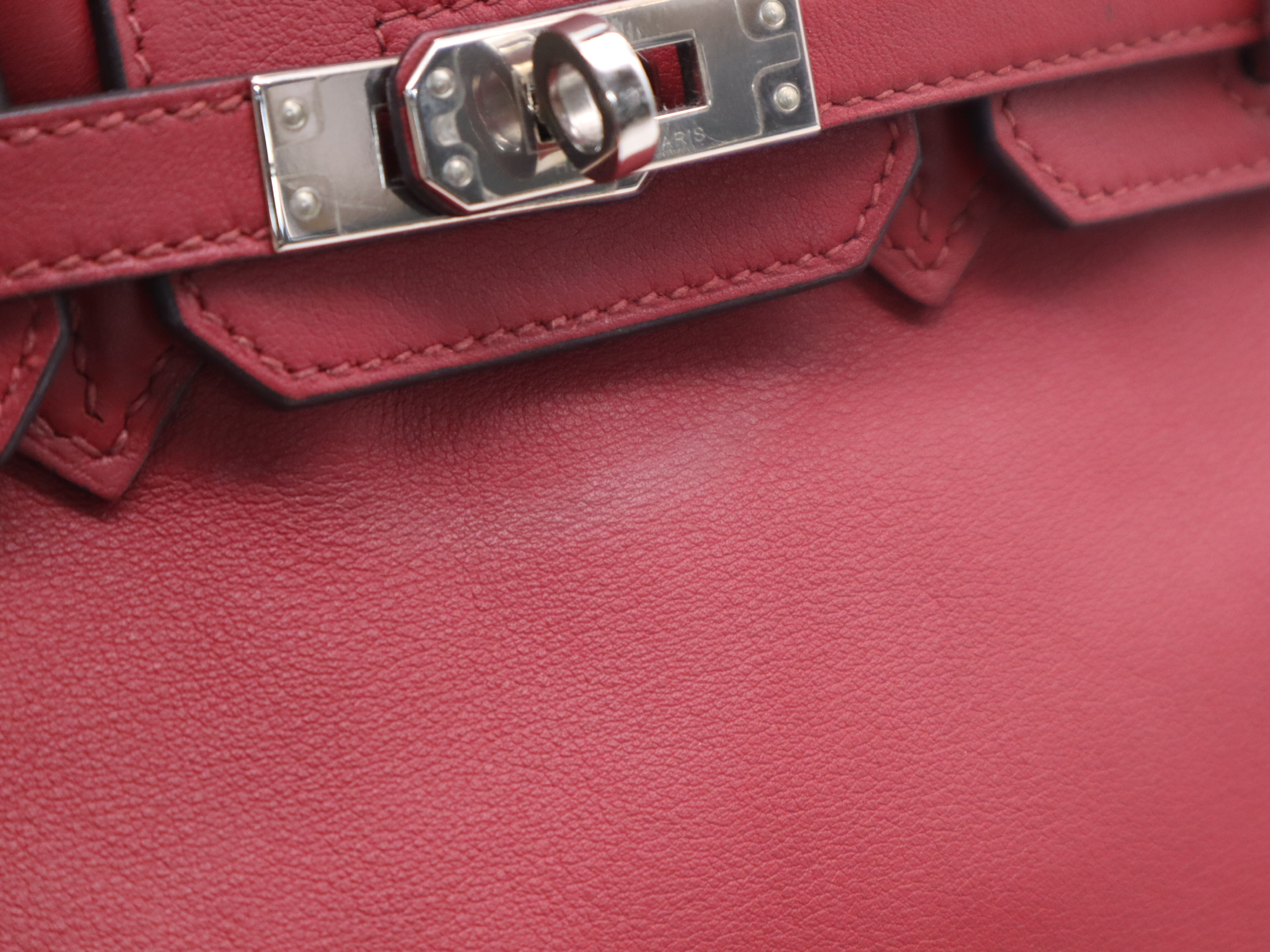 Birkin 25 Handbag, Swift Leather, X Stamp, Silver Hardware, Red, Includes Clochette, Padlock, and 2 Keys. — view 9